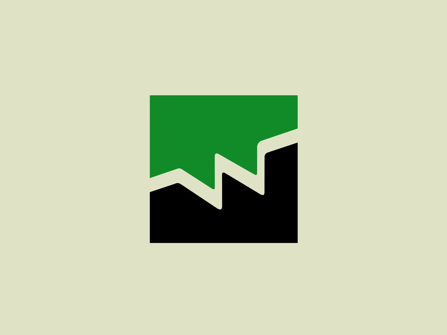 The Weinig Group logo is a stylized depiction of a mountain or range, with vibrant green and solid black colors divided diagonally from the top left to the bottom right. The upper green section represents the sky or foliage, while the black section has sharp angles resembling mountains or an abstract city skyline. The modern and minimalist design, with clean lines and bold colors, makes it stand out effectively.