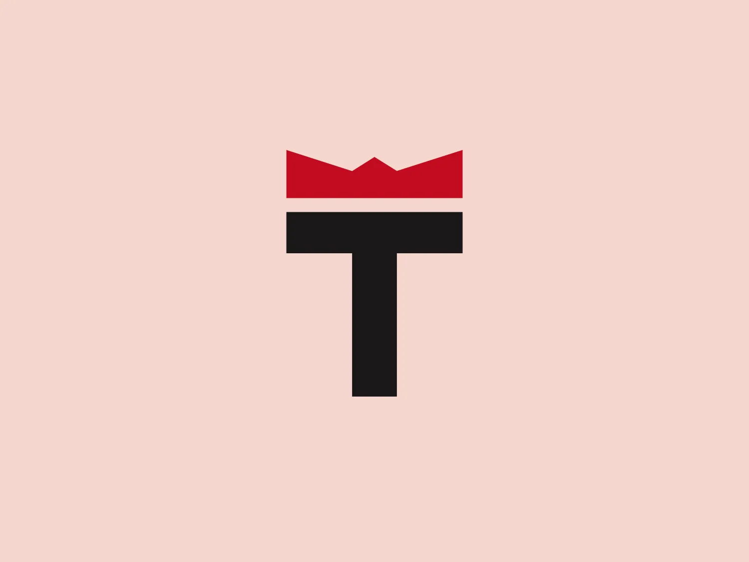 The Torchetti logo is a modern and minimalist design featuring a stylized red crown sitting atop a bold black letter "T." The crown has three points with the central peak slightly taller than the others. The letter "T" is solid and has a classic, straight-lined font style without any serifs, giving it a strong and contemporary appearance. The contrast between the red and black is striking, creating a visual impact that suggests a sense of regality and authority.