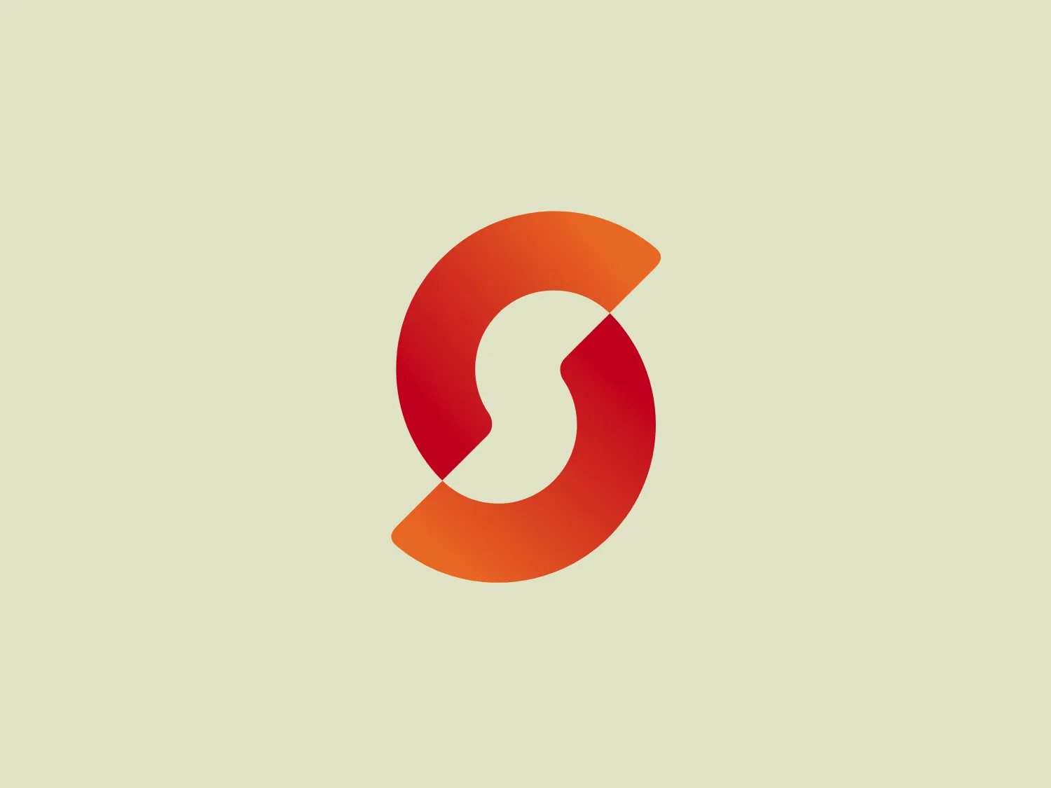 The Sunny Recruitment logo features a stylized, abstract mark composed of two swirling forms that intertwine, creating a dynamic and fluid motion. The shapes suggest a sense of continuity and interconnectivity. The color gradient transitions smoothly from a warm, vivid red at one end to a deep, soft orange at the other end, conveying energy and passion. The overall design aesthetic is modern, sleek, and appears to be easily recognizable. The use of negative space between the two forms creates a visual pause and adds a layer of sophistication to the design.