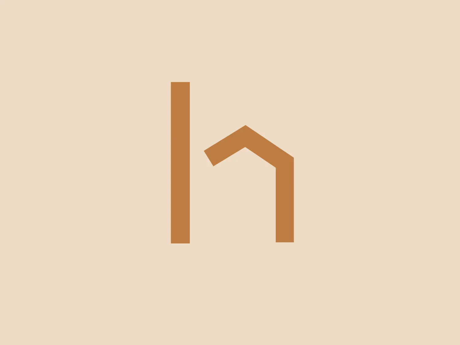 The HomeLoft logo features a simplistic, modern design consisting of two abstract shapes that resemble geometric representations of the letter 'H' or perhaps a stylized house. The logo uses a minimalistic approach, with a warm, muted gold color that conveys sophistication and elegance. The shapes are bold yet clean, with the right shape slightly offset from the vertical, creating a sense of dimension and interest. This HomeLoft logo would work well against a subtle, neutral background to emphasize its modern aesthetic without overpowering it.