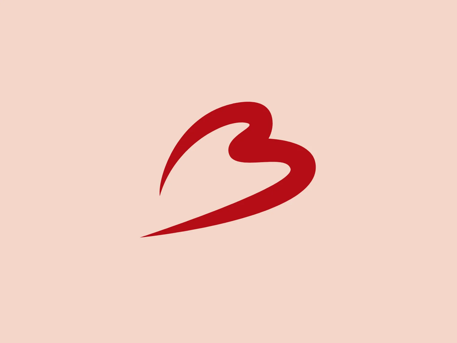 The Brussels Airport logo features a stylized heart shape with a dynamic and fluid design that suggests motion or transformation. It consists of two curved elements intertwining to form the heart, with the negative space in the center highlighting the iconic heart silhouette. The bold red color conveys passion, energy, or love, which is typically associated with heart iconography. The contours are smooth and the ends of the curves taper off, giving an elegant and modern feel to the design.