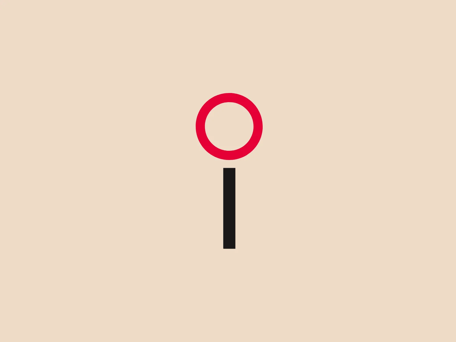 The Icom logo is a minimalist design featuring a geometric magnifying glass symbol. It consists of a bold red circle representing the lens, placed atop a straight black vertical line serving as the handle. The simple shapes and limited color palette give it a modern and clean appearance, suggestive of clarity, focus, and searching. The colors are contrasted, with the bright red drawing attention to the visual representation of magnification or searching, while the black provides a grounding effect. Considering its simplicity and color scheme, a background that complements yet doesn't overshadow the logo's boldness would be ideal.