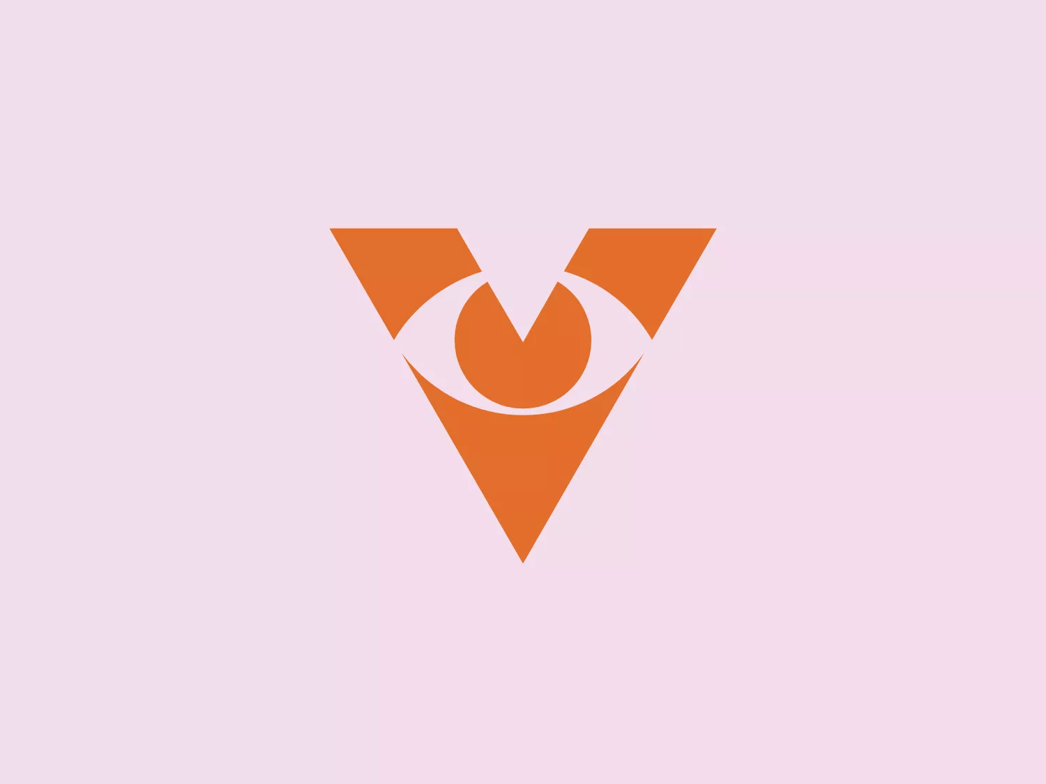 The Visionlab logo is an abstract, geometric design featuring a vibrant orange color. It includes a stylized downward-pointing triangle with a rounded bottom edge, creating layered depth. Inside, a smaller inverted triangle and circular shape intersect, emphasizing a modern and minimalist aesthetic. The absence of text allows the symbol to stand out distinctly.