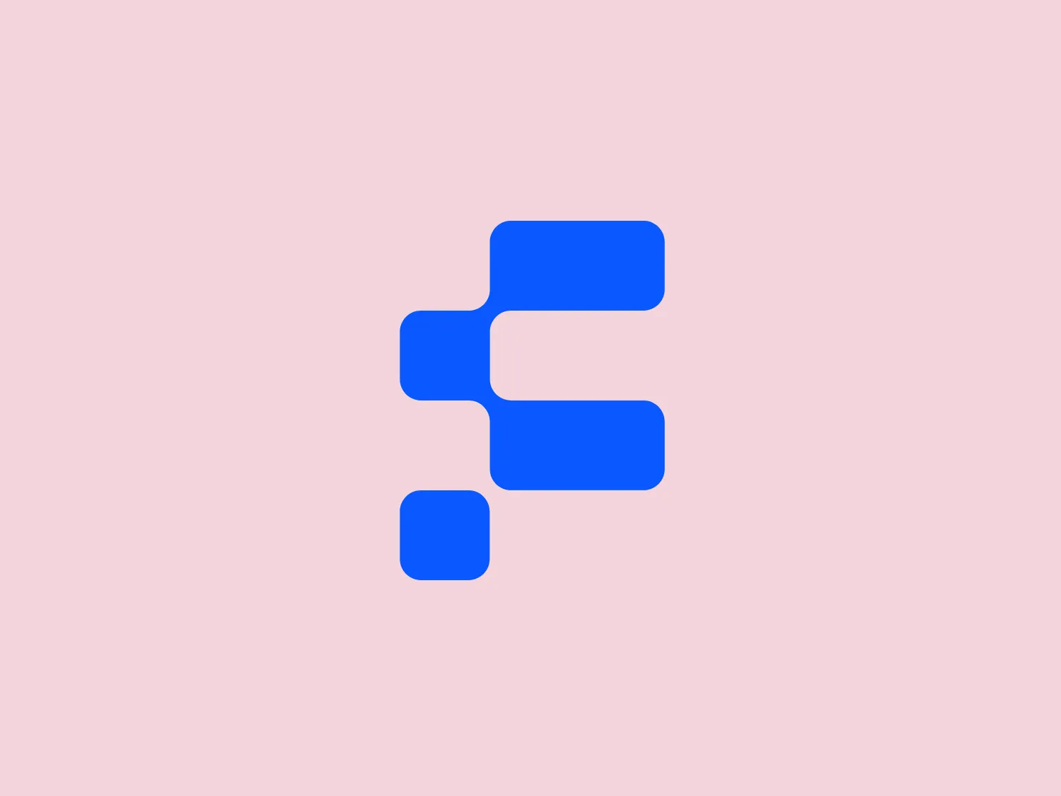 The Felippe Percigo logo features a stylized, geometric letter "E" composed of three blue rectangles with rounded corners, arranged to form a chain-like structure stepping down from left to right. The negative space between the rectangles creates the illusion of connectivity. The vibrant blue color suggests technology or innovation. The design is minimalistic and modern, with clean lines and no additional embellishments, contributing to its versatility and recognizability.