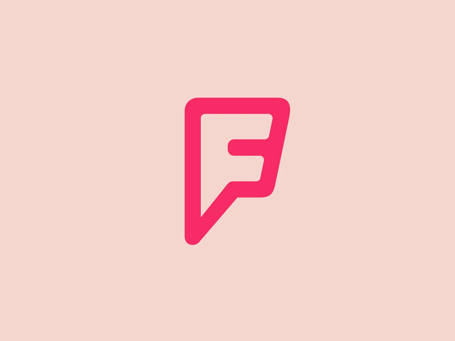 The Foursquare logo showcases a stylized letter 'F' within a speech bubble-inspired shape. The bold, slightly rounded lines of the 'F' create a modern and approachable look. The speech bubble shape reinforces the idea of communication or dialogue. The vibrant shade of pink adds an energetic and playful character to the design. The minimalist approach, with clean lines and clear negative space, suggests a contemporary and digital-friendly brand identity.