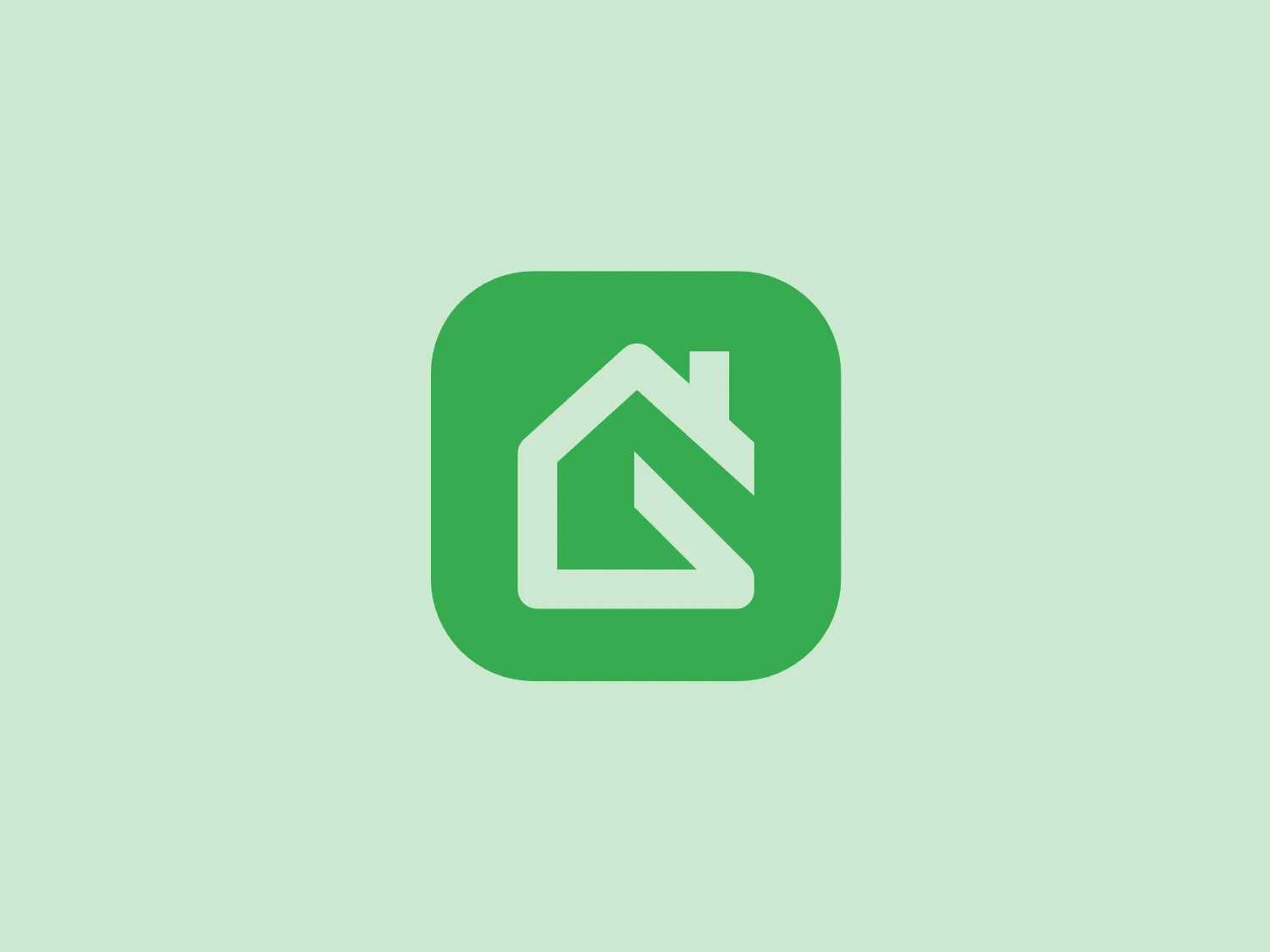 The image is a minimalist logo depicting a stylized house within a rounded square frame. The house symbol is composed of simple geometric shapes, mainly triangles and a rectangle, conveying the roof and body of the house. The Gapoon logo employs a flat design aesthetic with no gradients or shadows, giving it a modern and clean appearance. The entire logo uses a distinct shade of green against a plain white background, which lends itself to an eco-friendly or real estate theme. The rounded edges of the square frame communicate a sense of approachability and user-friendliness.