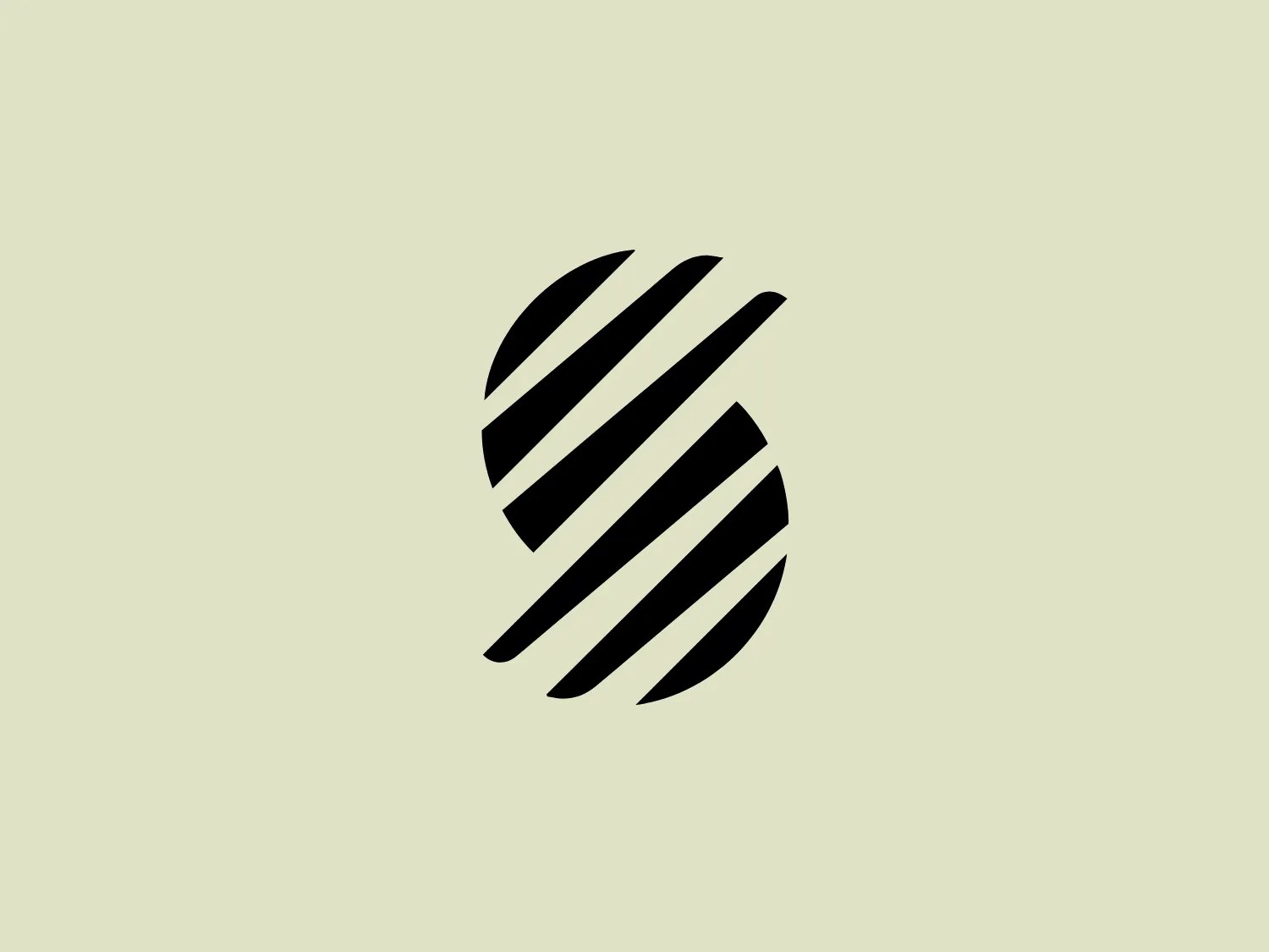 The SonicScrubber logo is an abstract, monochromatic design featuring three bold, black stripes that converge in the middle, creating a stylized spherical shape reminiscent of a globe or ball. The stripes' tapering gives a sense of motion and depth, while the white gaps between them contribute to the dynamic feel. It is a simplistic yet effective design that would stand out well against a minimalist backdrop. The overall aesthetic is modern and may imply a sense of connectivity or dynamics within the brand it represents.