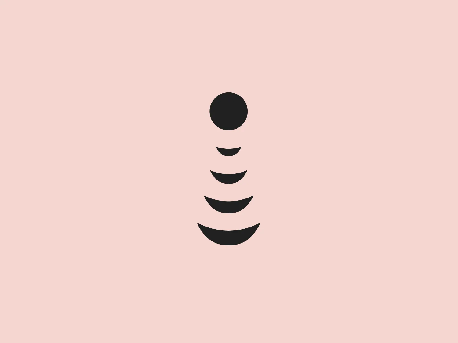 The Dish Network logo features a modern and minimalistic design. It includes simple geometric shapes, such as five flat, crescent-like forms arranged in a vertical stack, and a solid circle at the top. The bright shade of red used in the design conveys energy and boldness, making the logo visually striking.