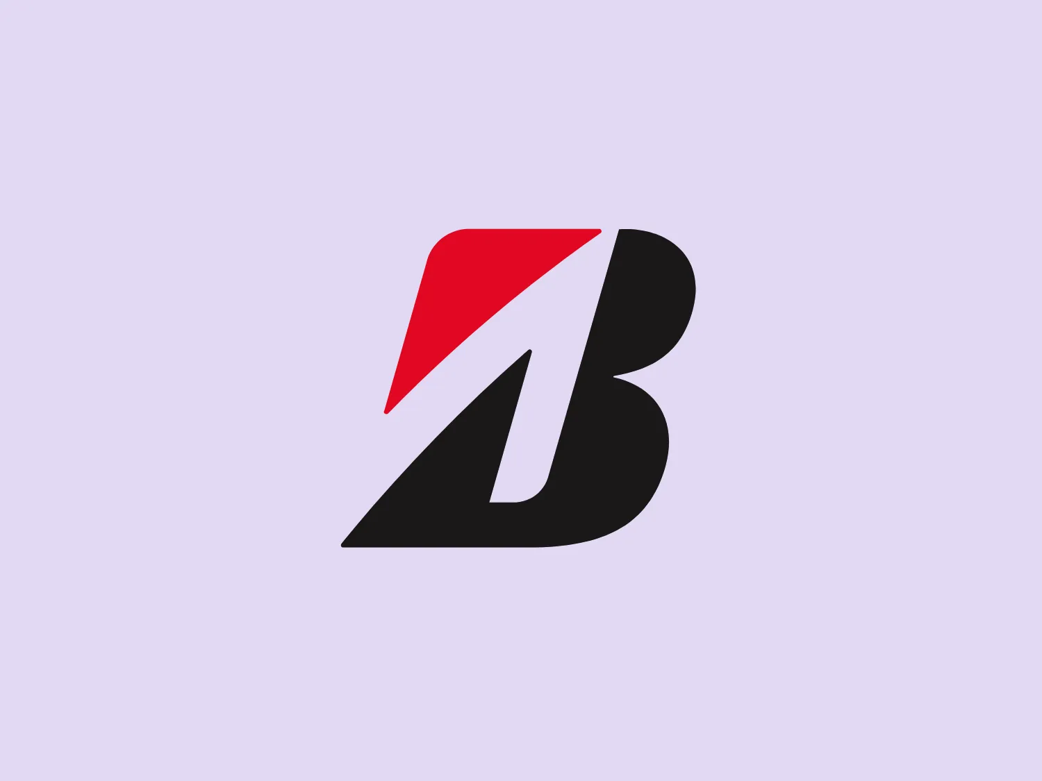 The logo provided by Bridgestone is a dynamic, minimalist design incorporating the interplay of geometric shapes to form an abstract letter. Predominantly featuring the colors black and red, with black forming the main body of the design and red creating a sharp contrast at the top-most edge. The design aesthetic is modern and bold, with the use of solid colors and clean lines suggesting strength and forward momentum. The most interesting feature is how the negative space and the black shapes interact to imply motion or transformation.