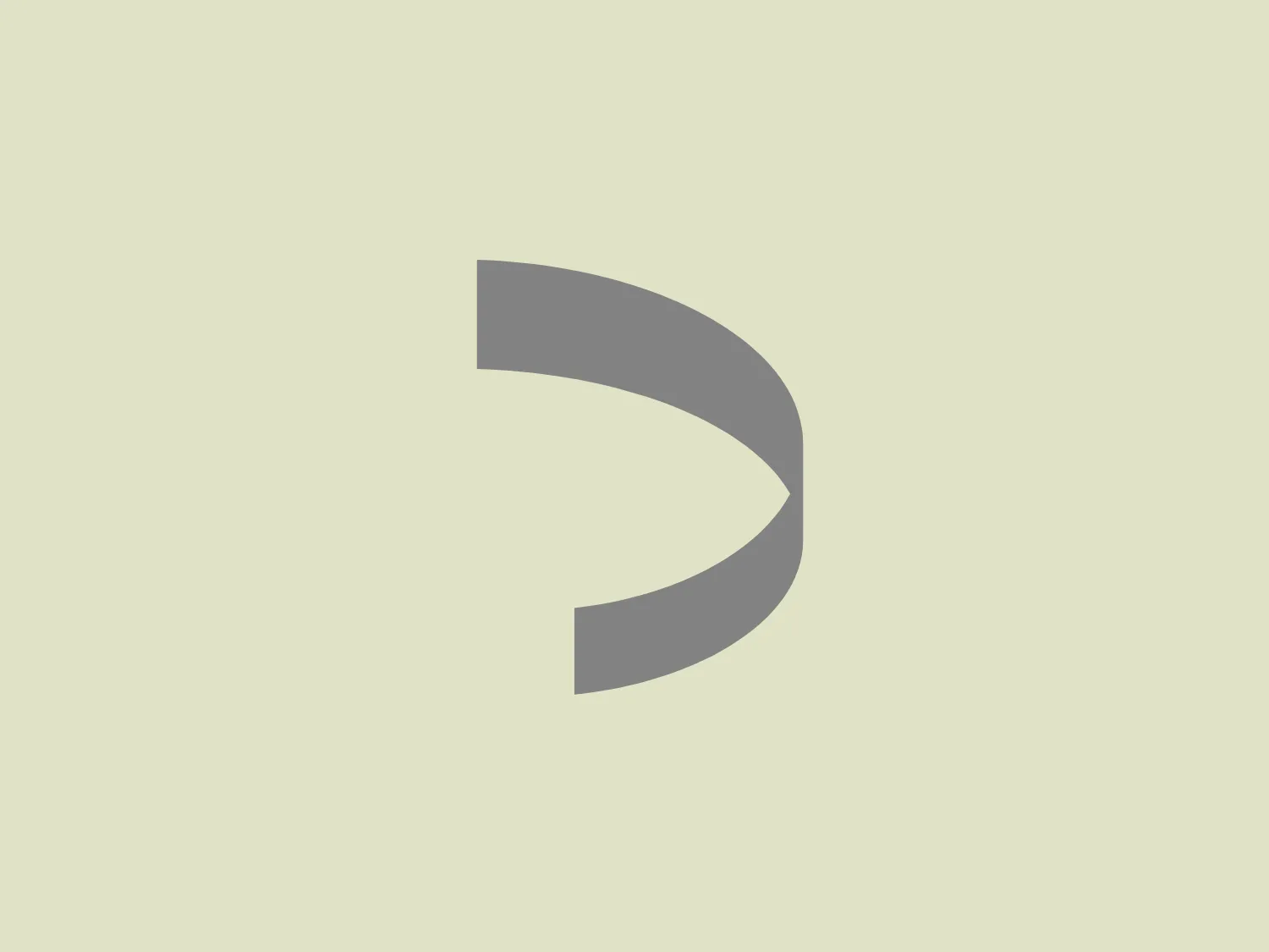 The image is of a simple, yet modern logo consisting of the letter "D" in a stylized format. The thick, silver-gray colored outline forms a half-circle shape on the right, with the straight line of the "D" bisecting the curve just off-center to the left. The negative space inside the shape creates the impression of a forward-moving arrow. The design evokes a sense of dynamism and professionalism. The sleekness and metallic hue suggest a connection to technology or sophistication.