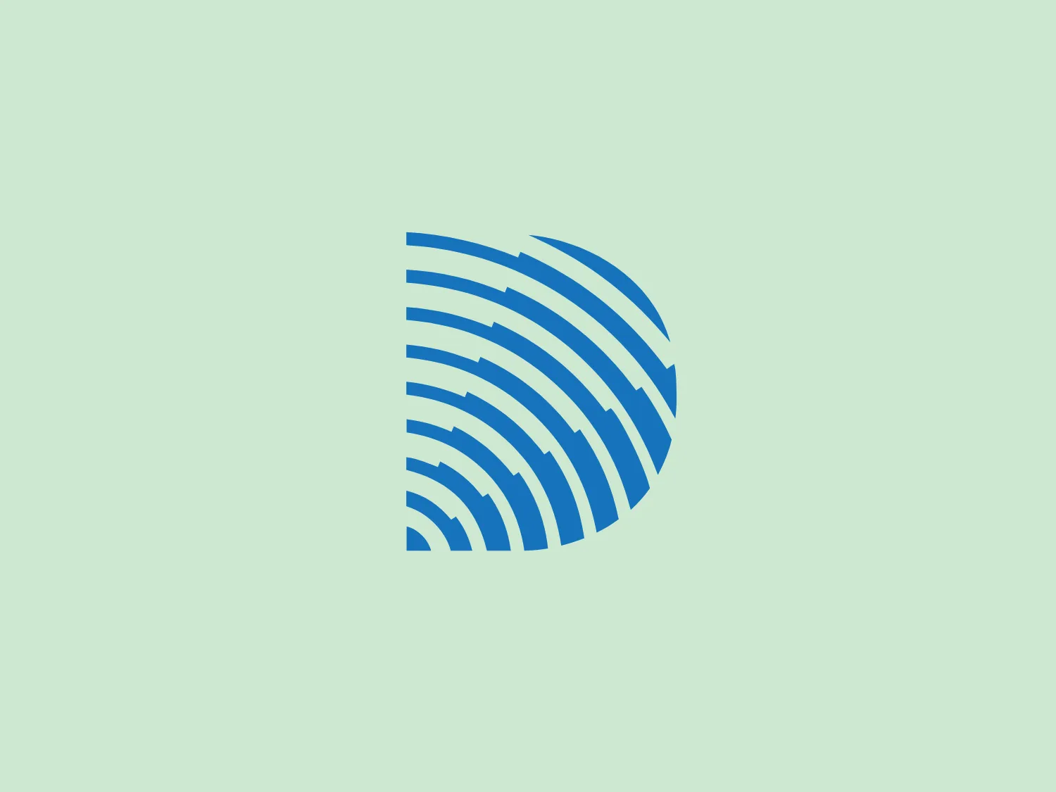 The Cégep a Distance logo presents a series of parallel, curved lines that create an abstract, circular shape with a sense of motion. The lines are different lengths and widths, decreasing in size towards one side, which suggests a dynamic and fluid movement. The color is a bright, solid blue, evoking a sense of professionalism and trust. The white space between the lines enhances the logo's modern and clean aesthetics, making it highly adaptable and recognizable. It's a simplistic yet effective design that conveys energy and forward-thinking.