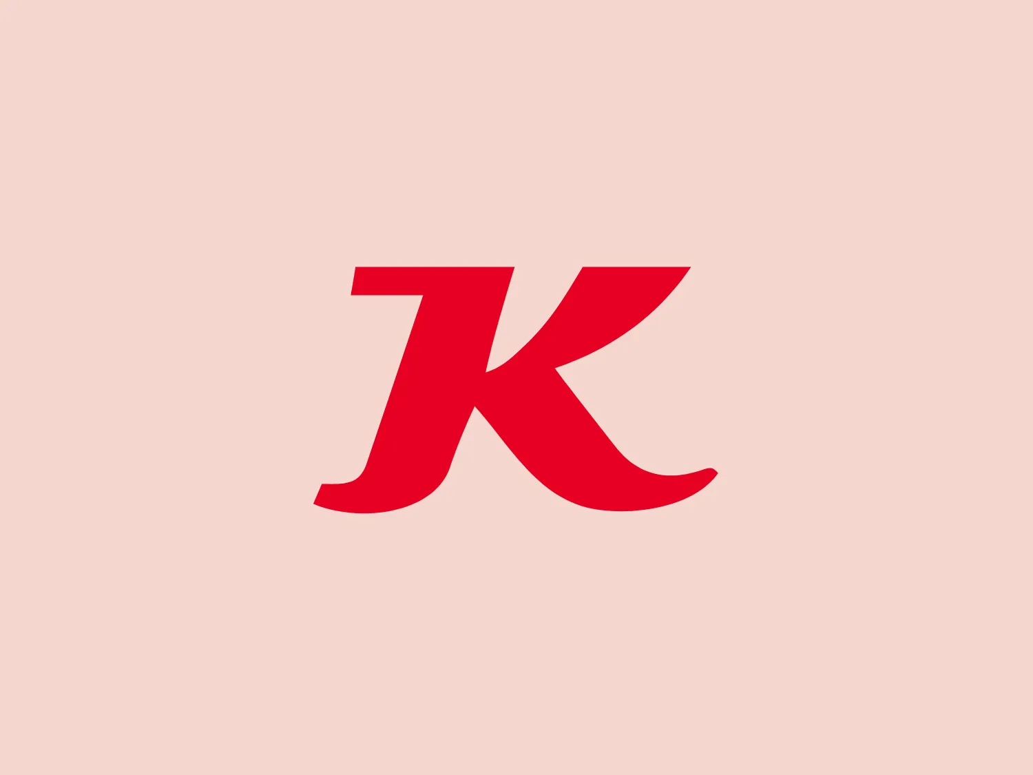 The Kässbohrer logo features a stylized letter "K" with a dynamic and fluid design. The character is depicted in a bold red shade, providing a sense of energy and impact. The design of the "K" is smooth, with curves that soften the typically sharp edges of the letter, which suggests creativity and modernity. This particular design lacks additional embellishment or text, adding to its clean and minimalist aesthetic.