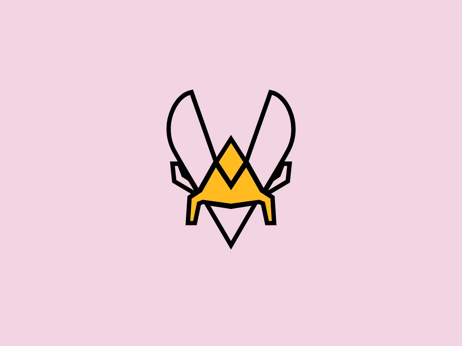 The logo for Team Vitality features a stylized letter "W" with two overlapping shapes resembling wings or abstract blades, and a central diamond-like shape creating the middle part of the "W." The primary color scheme includes a bold black outline, with the wings/blades in a minimalist white and the central diamond in a striking yellow. The design conveys a modern and dynamic aesthetic, suggesting movement and a sense of cutting-edge or protective quality. The simplicity of the design allows for versatile use across various media.
