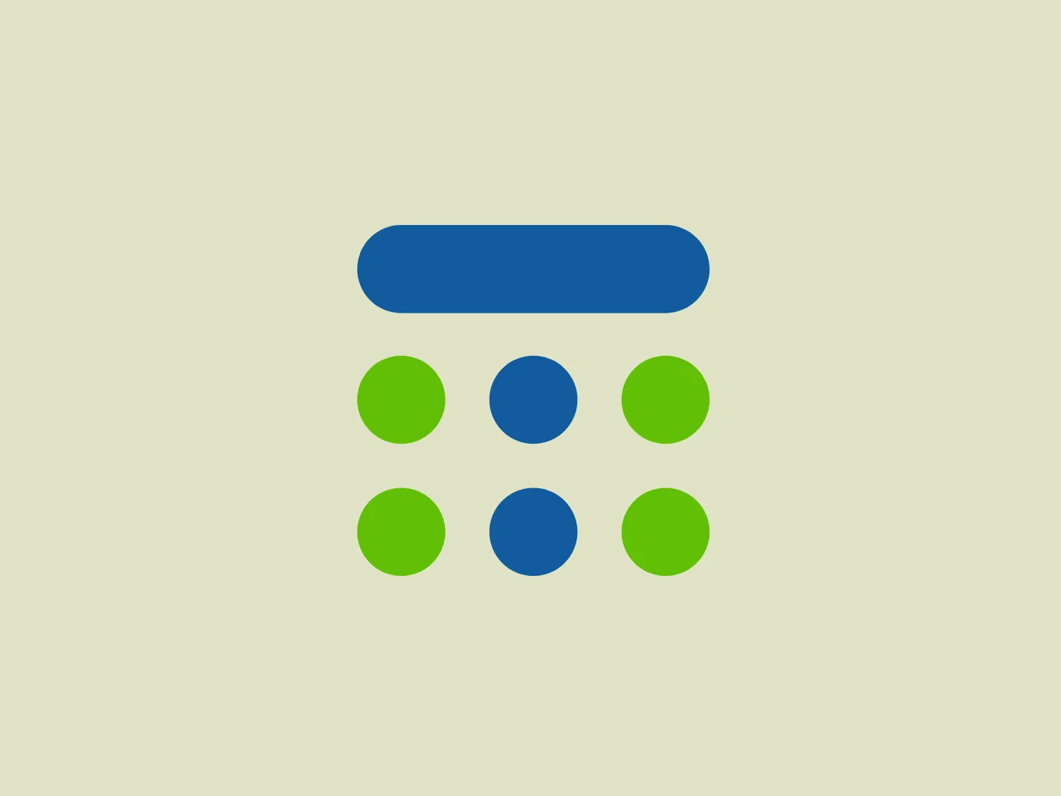The Teamup logo is a simple and modern design featuring geometric shapes. The navy blue horizontal rectangle at the top is followed by two rows of circles. The upper row contains two vibrant green circles and one navy blue circle, while the lower row has two navy blue circles, creating a balanced and symmetrical look. The clean lines and bold colors exude professionalism and efficiency.