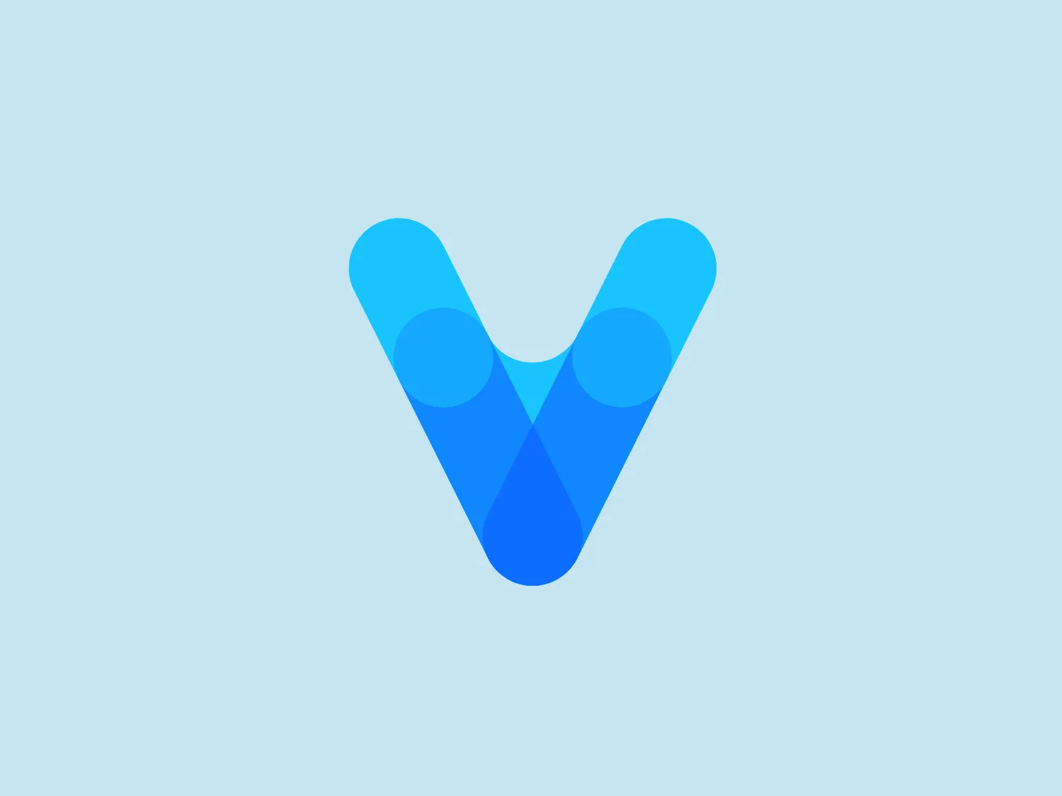 The VobeSoft logo is a stylized letter "V" composed of shades of blue that transition from light to dark, creating a gradient effect. It features rounded edges and overlapping elements with varying opacities, giving it a modern and dynamic look. The use of gradient and transparency creates an illusion of depth, giving it a sleek and digital aesthetic that suggests innovation and technology.