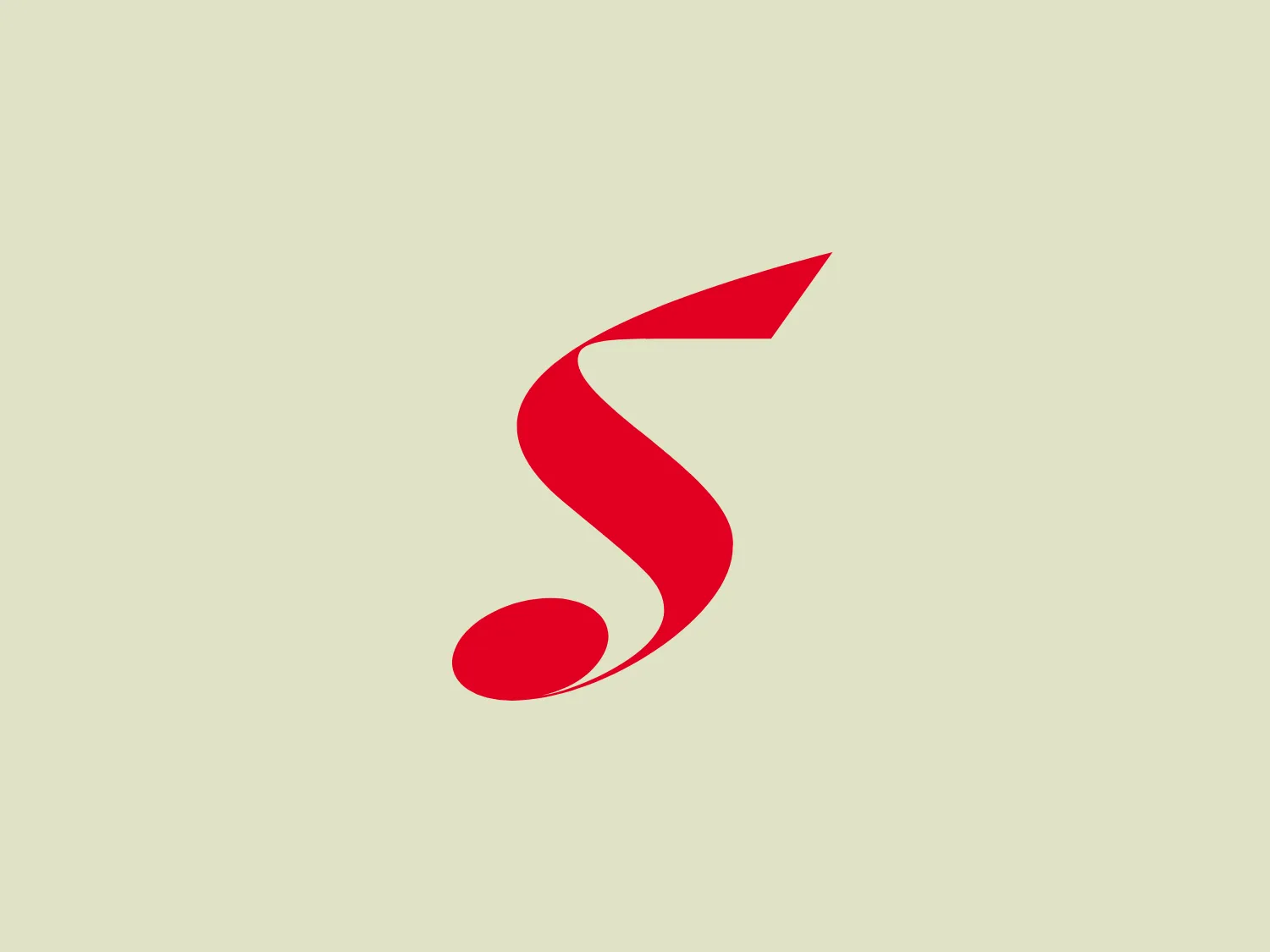 The Singapore Symphony Orchestra logo features a stylized, flowing red figure reminiscent of an "S" shape, with a pointed tip at the top and a larger, oval-shaped base at the bottom. The design is dynamic and modern with smooth curves conveying motion and fluidity. The bright red color of the logo stands out, suggesting energy and passion, while its simplicity allows for versatility in its application across various media.