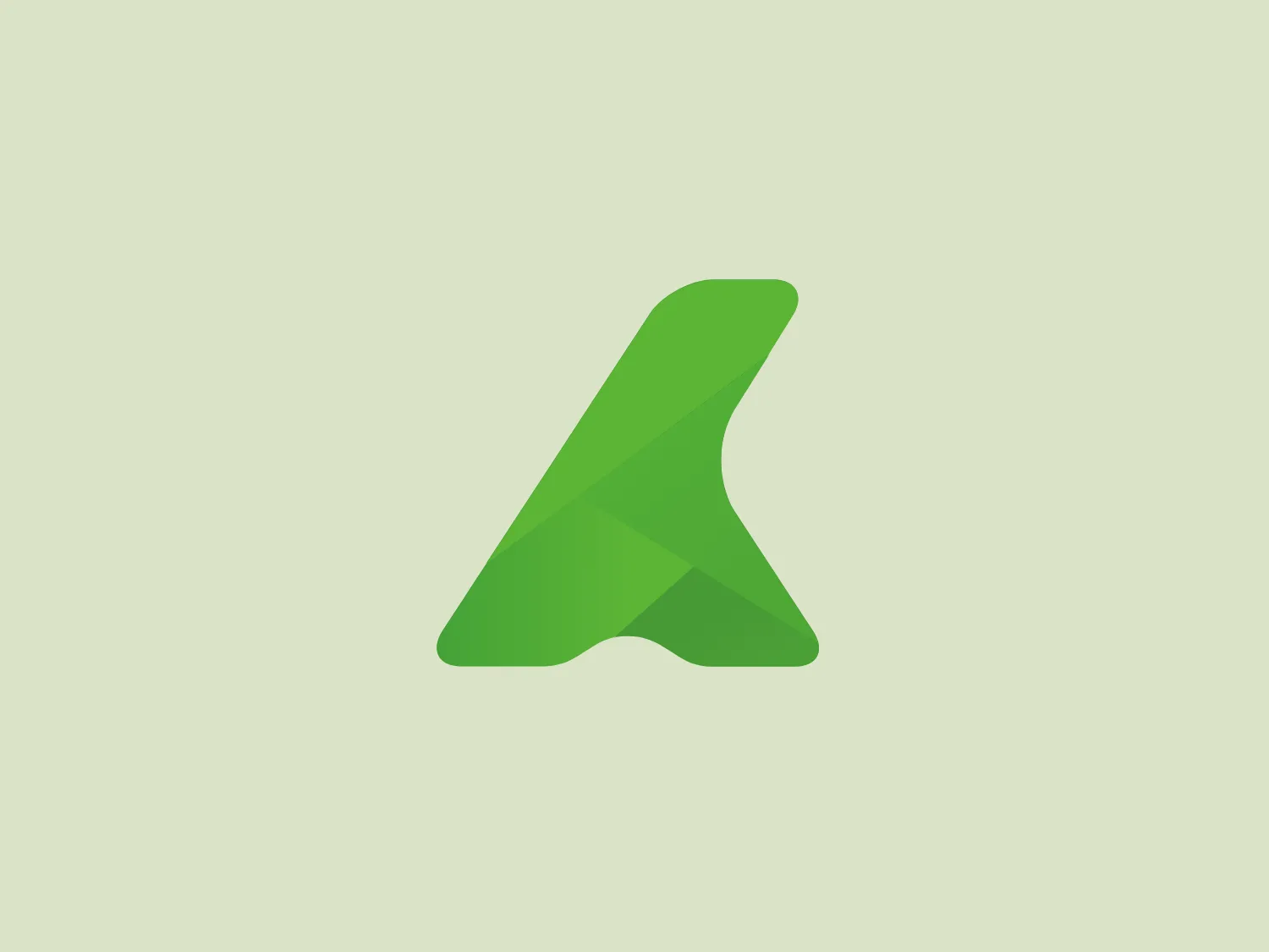 The Harvest Cornwall logo is an abstract, stylized design resembling a dynamic, forward-leaning letter 'A' with a smooth, flowing shape. It features two overlapping elements, adding depth, in a vibrant, lime green with gradient effects. The modern, sleek aesthetic conveys motion and progressiveness, with soft curves and a pointed apex giving it agility and sharpness.