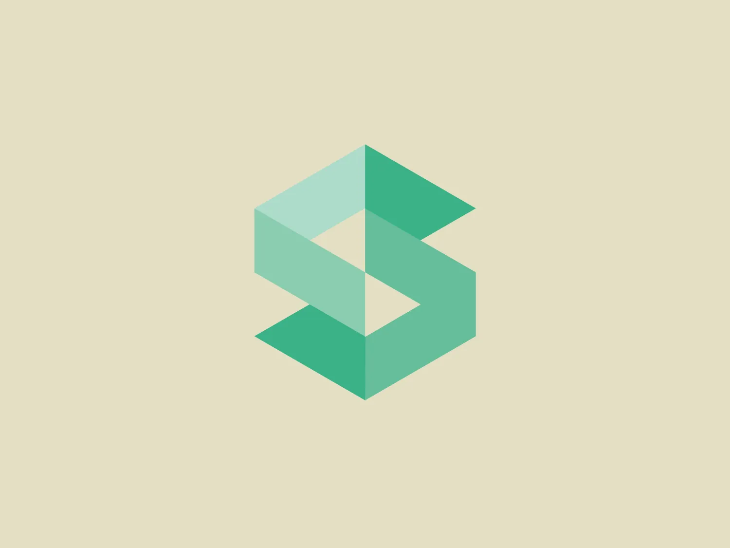 The Scaledrone logo is an abstract, geometric design that resembles a stylized letter "S." It is composed of two symmetrical, interlocking shapes, creating a three-dimensional effect. The color scheme features two shades of green: a light seafoam green and a slightly darker, teal-like variant, giving the logo a fresh and modern vibe. The use of negative space enhances the dimensional illusion and adds a layer of sophistication to the overall design. This logo conveys a sense of innovation and dynamism.