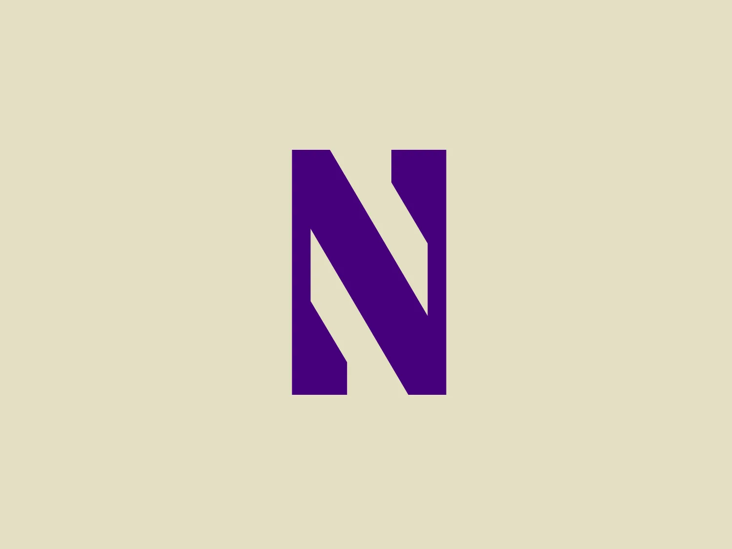 The Northwestern Athletics logo features a bold, uppercase "N" with a modern, geometric design. It is composed of a series of purple shapes that create the letter and negative space within it, resulting in a dynamic and visually engaging form. The shapes that make up the "N" are angular and give the impression of being cut or folded, contributing to a three-dimensional effect. The chosen color is vibrant and suggests creativity or innovation. The overall design is minimalist yet impactful, with a clean and contemporary aesthetic.
