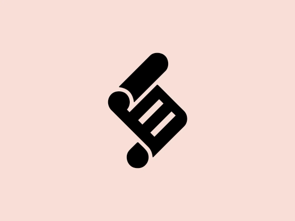 The logo for Scroll Kit showcases a bold, abstract design with black geometric shapes forming a stylized letter "L" with a rounded corner on the bottom left. The upper portion extends horizontally and resembles a rolling pin or cylinder, while the lower part forms three vertical, parallel bars suggesting stability or a list. The clever use of negative space gives the logo a dynamic and modern feel suitable for a tech or design-related brand. Its minimalist and high-contrast design allows for versatile usage across various platforms and materials.