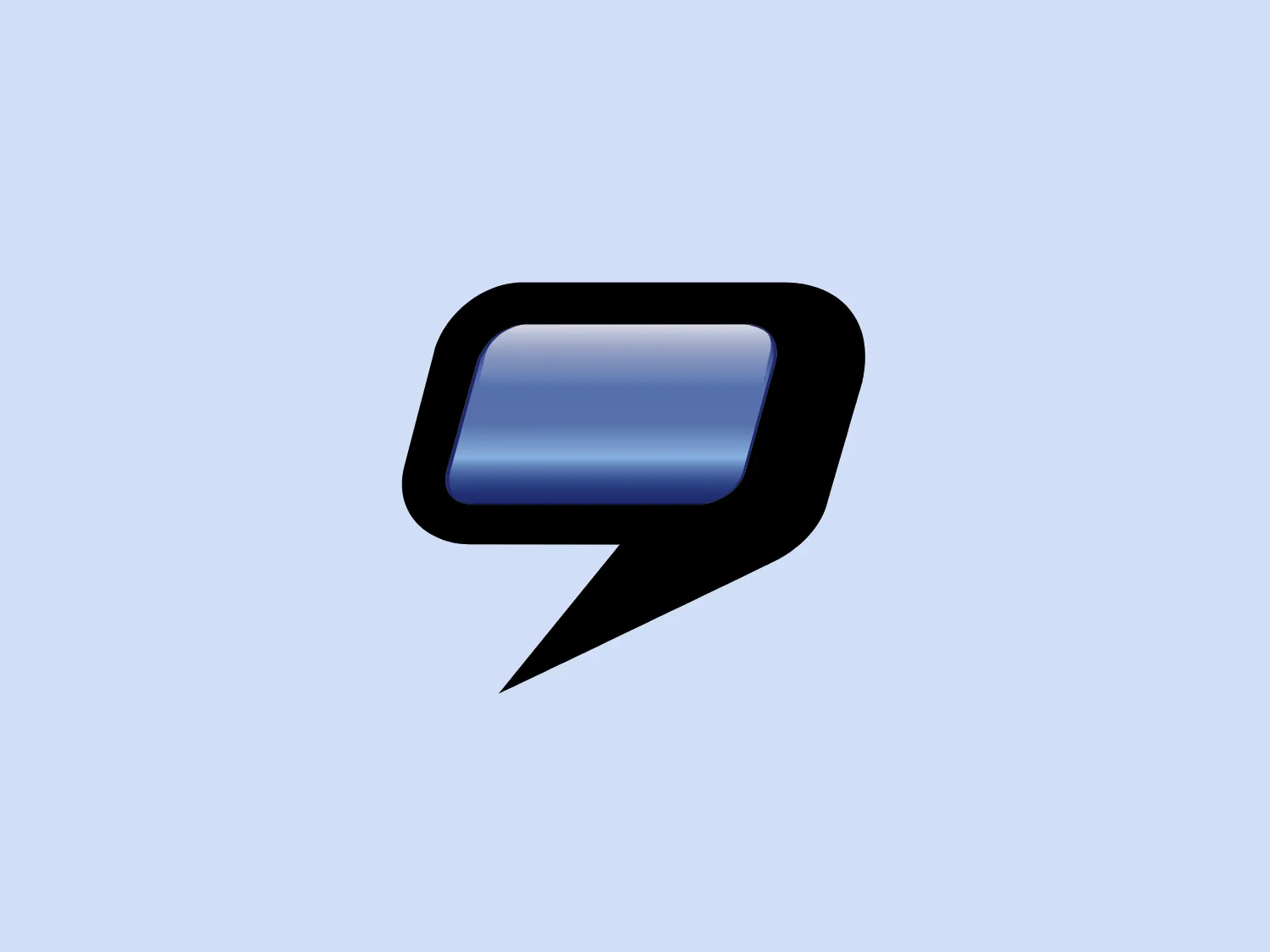 The logo presented for 9Live appears to be a stylized speech bubble. It features a solid black outline forming a rounded rectangular shape on the upper portion, with a pointed tail at the lower right, resembling a typical comic book conversation bubble. Inside this contour, there is a gradient fill of deep blue shades, giving a sense of depth and three-dimensionality. The overall design aesthetic is modern and sleek, with the gradient imparting a high-tech feel. The clean lines and absence of additional embellishments suggest that the 9Live logo is intended to be easily recognizable and versatile.