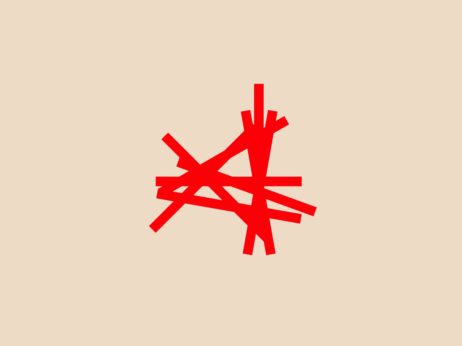 The Ski Austria logo is an abstract, geometric design consisting of a series of overlapping and intersecting straight lines in a vivid red color. The arrangement of the lines creates a sense of dynamic movement and complexity, similar to a stylized asterisk or an anarchic burst. There is a strong sense of asymmetry and the lack of any discernible pattern or repetition contributes to the logo's unique and attention-grabbing appearance. Given the vibrancy of the red and its boldness, a lighter, muted background would complement the logo well.