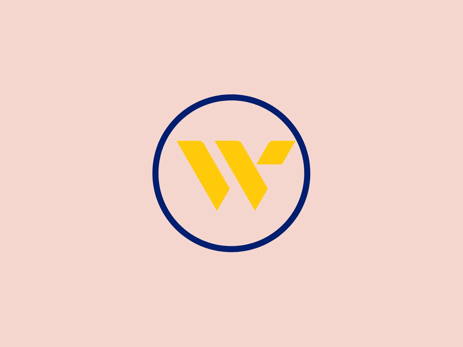 The Webster Bank logo features a stylized letter "W" composed of two overlapping chevron shapes in a bold yellow color, set against a white background enclosed within a thick blue circular border. The design aesthetic is modern and minimalistic, with the use of sharp angles and clean lines conveying a sense of dynamism and forward movement. The simplicity and contrast between the yellow and blue make the logo stand out and easily recognizable. The design effectively balances negative space within the "W" to create a sense of depth and layering.
