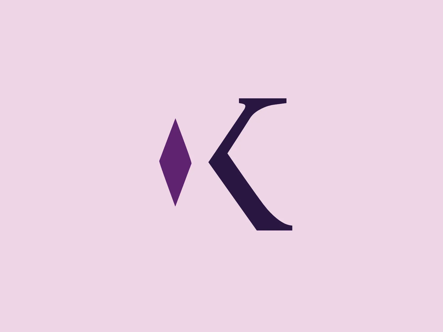 The Logo for Kama features a geometric, diamond-like shape on the left and a stylized letter 'K' on the right, both sharing a rich, purple hue. The diamond-shaped emblem has tapered edges, conveying precision and cutting-edge design. The 'K' exhibits modern characteristics through its sharp angles and a novel use of negative space, giving it an edgy, contemporary look. The overall design showcases a clean and professional image that could represent a variety of tech-savvy or innovative businesses.