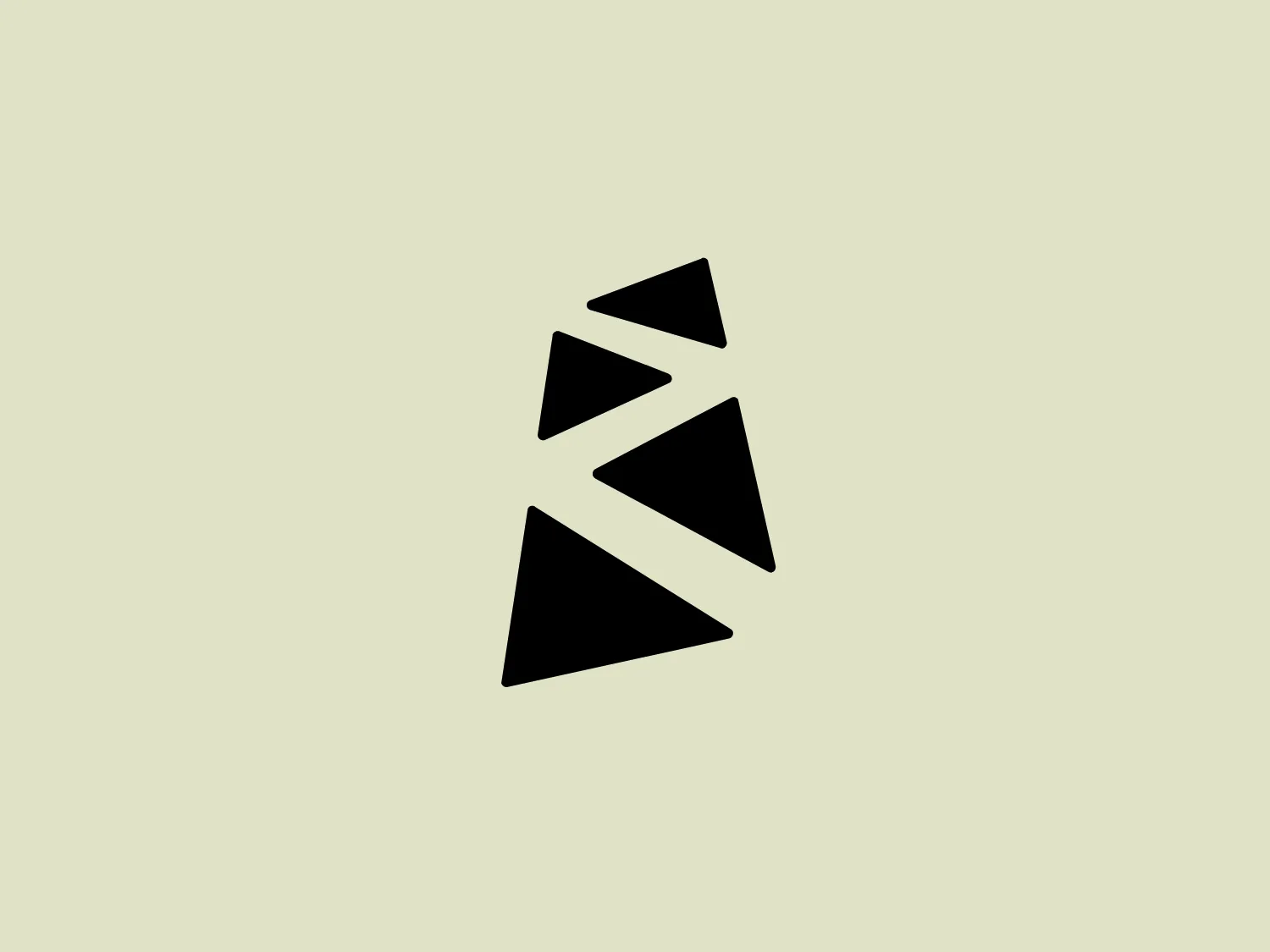 The logo for Ribble features a dynamic, slightly staggered line of four isosceles triangle shapes with rounded corners. The varying sizes and alignment create a sense of upward movement, while the monochromatic, solid black design gives it a bold and clean aesthetic.