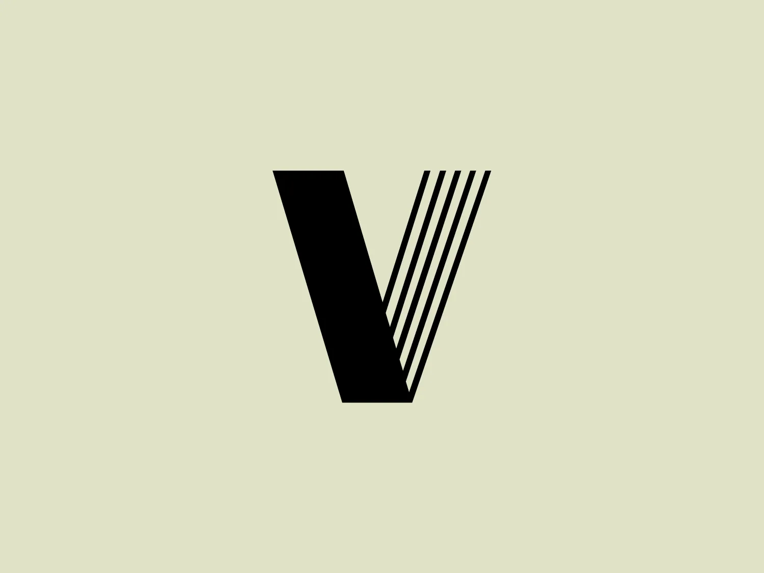 The Valendo logo displays a stylized 'V' shape with a solid black left side and parallel lines that decrease in density from top to bottom on the right side, creating a fade-out effect. The contrast between the solid and lined sides gives the logo a modern and dynamic feel, suggesting movement or transition. The design is minimalistic, using only black and white colors, and it has a clean, cutting-edge appearance that would work well for branding in tech or fashion industries.