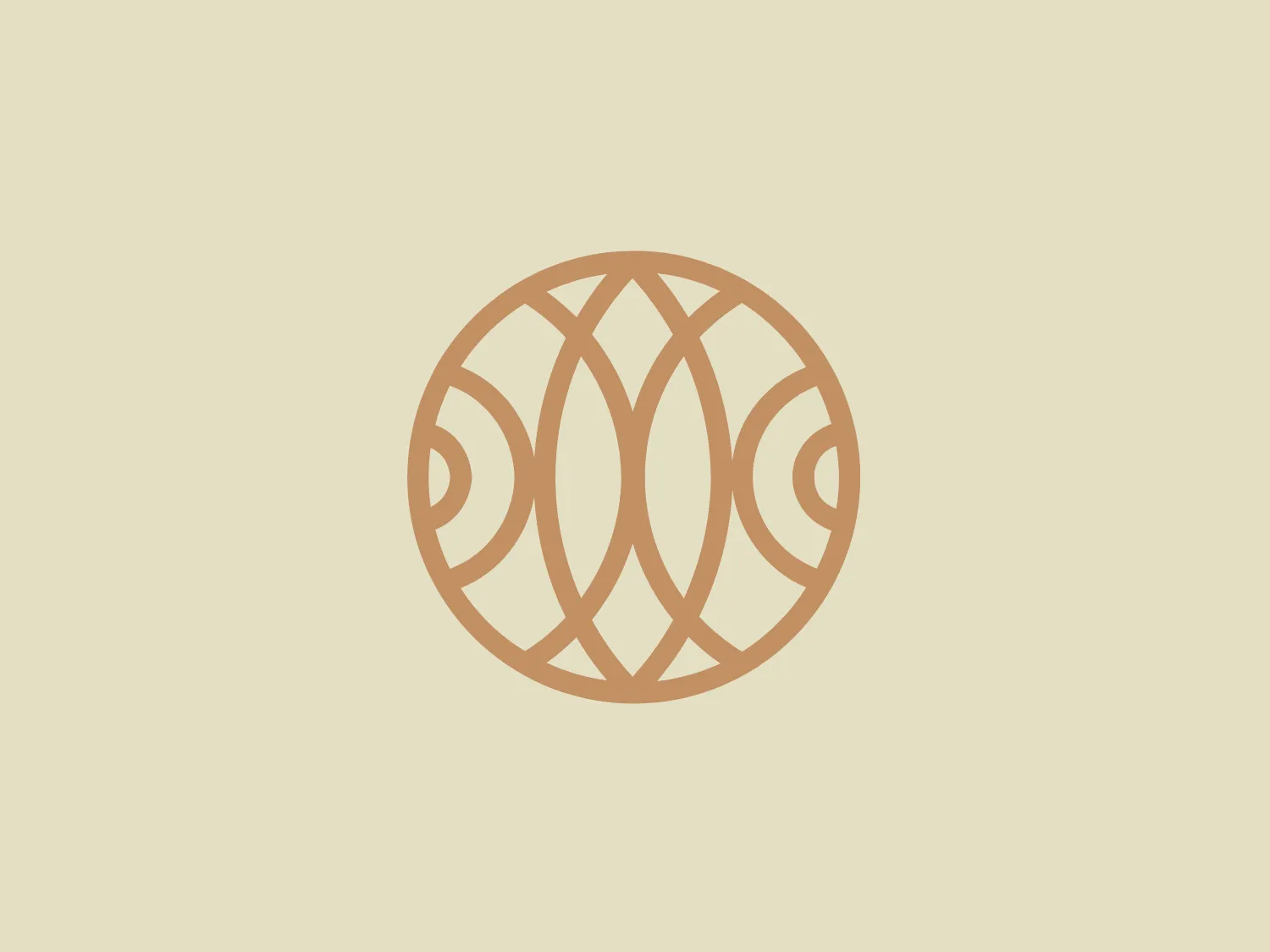 The Ora Rangi logo is a sophisticated and elegant design consisting of interlaced lines forming a unique, symmetrical pattern within a circular outline. The design resembles a stylized flower or an ornamental element, with paths that create petal-like shapes due to the negative space within the intertwined linework. The logo features a single color – a muted, pale gold or tan – which gives it a subtle and luxe feel. The simplicity and fluidity of the lines lend it a timeless and versatile aesthetic, suitable for a variety of branding applications.