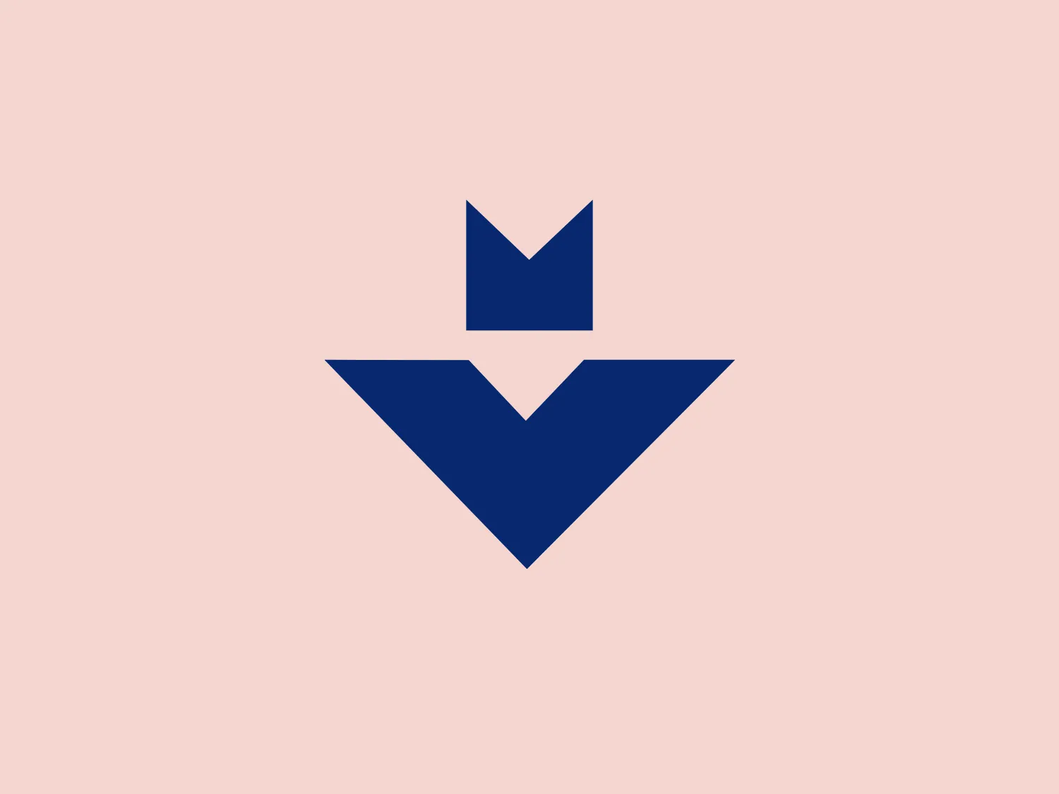 The Vertongen logo is a geometric design with a deep blue color. It includes an upturned isosceles triangle with a smaller, upright isosceles triangle superimposed on its top, creating a stylized representation of a downward arrow. The modern and minimalist design conveys precision and forward direction, with the two triangles suggesting progress or navigation. The strong, vivid color of the logo would complement a light and subtle background well.