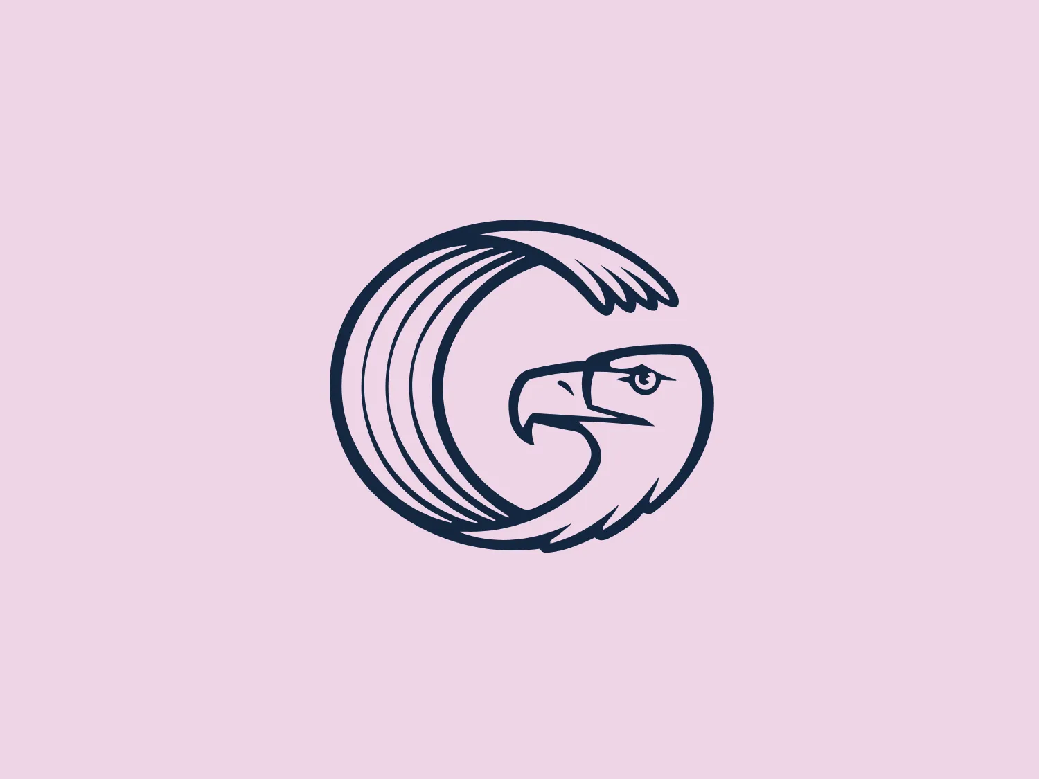 The Logo for Gröters Design showcases a stylized eagle in profile, portrayed with sleek, fluid lines that convey a dynamic sense of motion. The eagle, predominantly in a striking navy blue color, features a detailed head with a sharp eye and beak, conveying a focused and determined expression. The flowing wing transitions into a series of curved lines, evoking feathers and movement. The overall design aesthetic exudes elegance and power, encapsulating the attributes commonly associated with an eagle. This logo would stand out beautifully against a subtle background that complements its color without overpowering it.