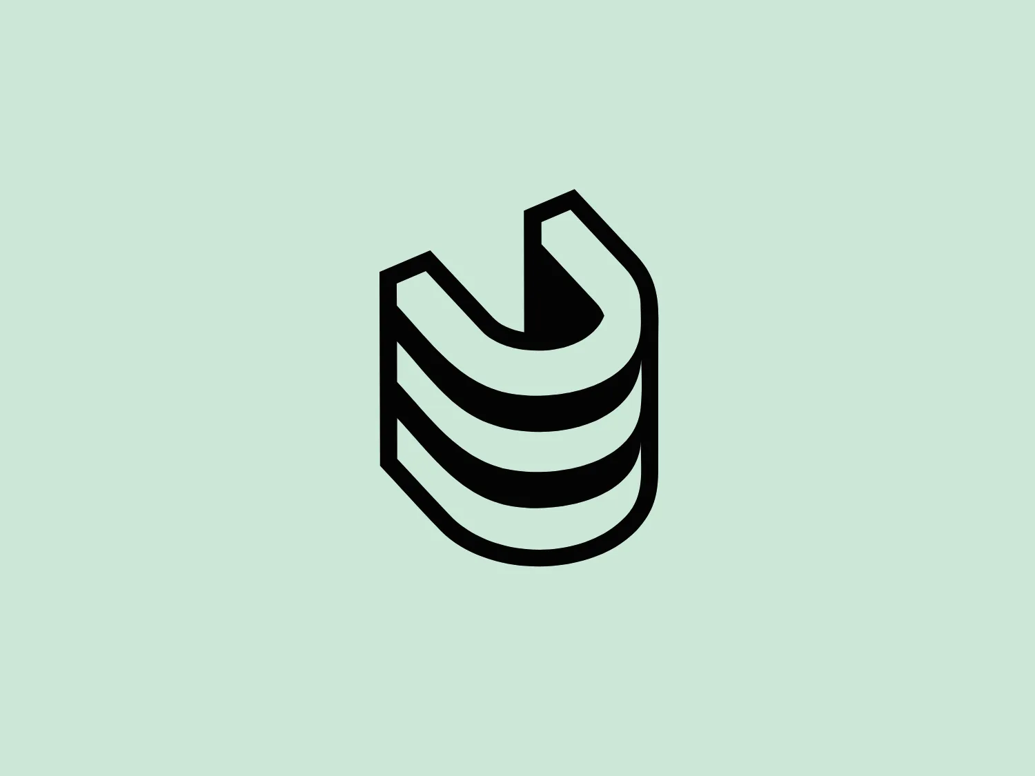 The Urban logo appears as a stylized, modern emblem featuring a series of bold, black lines that create a dynamic 3D effect, resembling a letter or symbol. The design uses strong curves and parallel lines that taper towards one end, giving the impression of speed or motion. The use of negative space between the lines enhances the visual impact and depth, contributing to its sleek and contemporary aesthetic. This design employs a monochromatic color scheme which promotes versatility and ensures clear visibility on various backgrounds.