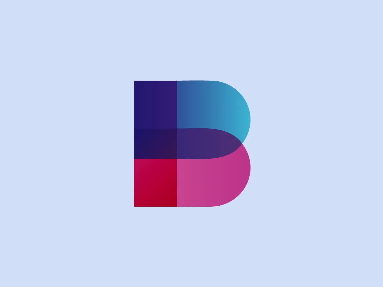 The Brandcast logo features a stylized letter "B" composed of four distinct, quarter-circle sections that create a segmented modern look. The colors transition beautifully from a bold purple at the top left, to a deep blue at the top right, then to a bright cyan transitioning to a vibrant pink at the bottom. The design is clean and minimalist with a soft, rounded typeface. The color palette evokes creativity and innovation with a gradient that gives the illusion of a three-dimensional object. The merging of colors suggests connectivity and integration.