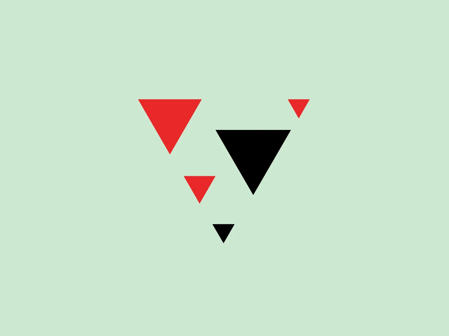 The Volacci logo features a dynamic and modern geometric pattern composed of five triangles. The central triangle is black and larger, pointing downwards, and is flanked by two smaller upward-pointing red triangles on each side, followed by two even smaller black triangles at the tips. This design creates a sense of balance and movement, enhanced by the vibrant color contrast. The minimalist and contemporary aesthetic makes it a versatile choice for the brand.