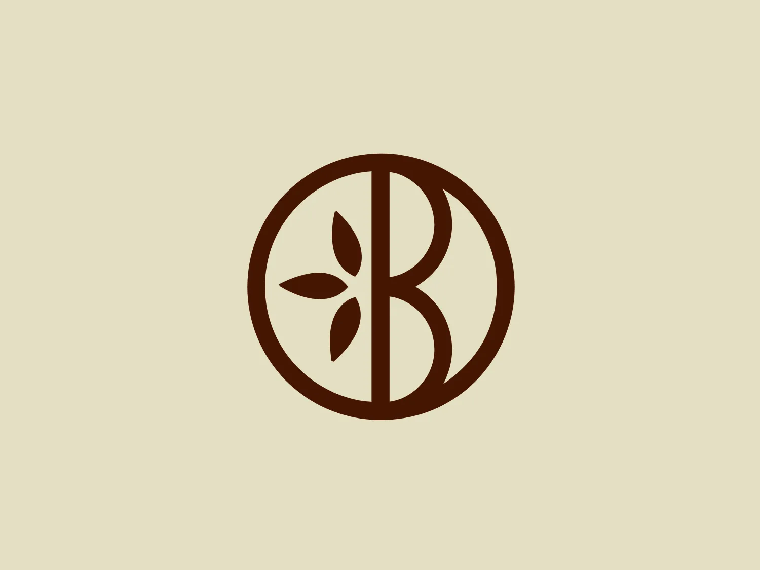 Theano Bella logo features a stylized circular emblem with a crisp and modern aesthetic. Within the circle, there are symmetrical elements that suggest organic origins, possibly leaves or petals, which are arranged in a formation that could be interpreted as a letter 'B' set against a contrasting background, creating a dynamic negative space effect. The logo uses a deep brown color that gives it a sophisticated and earthy feel. Considering the hue and style of the logo, a background color that would complement it without overpowering the design could be a soft and neutral shade.