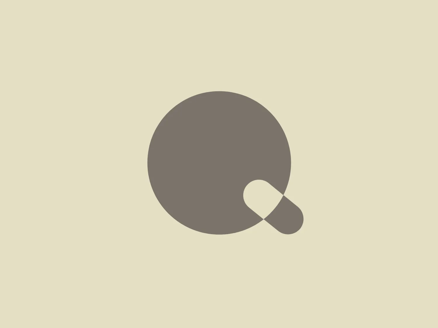 The image depicts a minimalist logo that consists of a stylized letter 'Q' for Quickcap. The main body of the 'Q' is a perfect circle, colored in a solid, neutral shade akin to a light taupe, giving it a modern and sleek appearance. To the right, a smaller circle forms the tail of the 'Q', and this element is cleverly carved out of the larger circle, creating a negative space that enhances the logo’s contemporary feel. The logo’s simplicity allows for flexible application across various mediums and suggests a brand identity that values clean design and modern aesthetics.