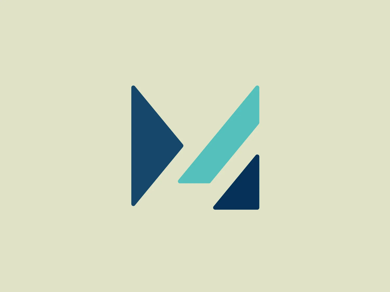 The Mobile Chamber logo presents a stylized, abstract design comprising three geometric shapes that resemble triangular shards or arrowheads, arranged to form a dynamic, asymmetrical configuration. The shapes are colored in two different shades—a deep teal for the left and bottom elements, and a muted, seafoam green for the central, vertically oriented element—creating a pleasing contrast while maintaining harmony within the palette. The overall aesthetic conveys modernity, movement, and a sense of innovation, with the use of color gradients and sharp angles contributing to a sleek, contemporary vibe. To complement the Mobile Chamber logo, a light and neutral background would be ideal.