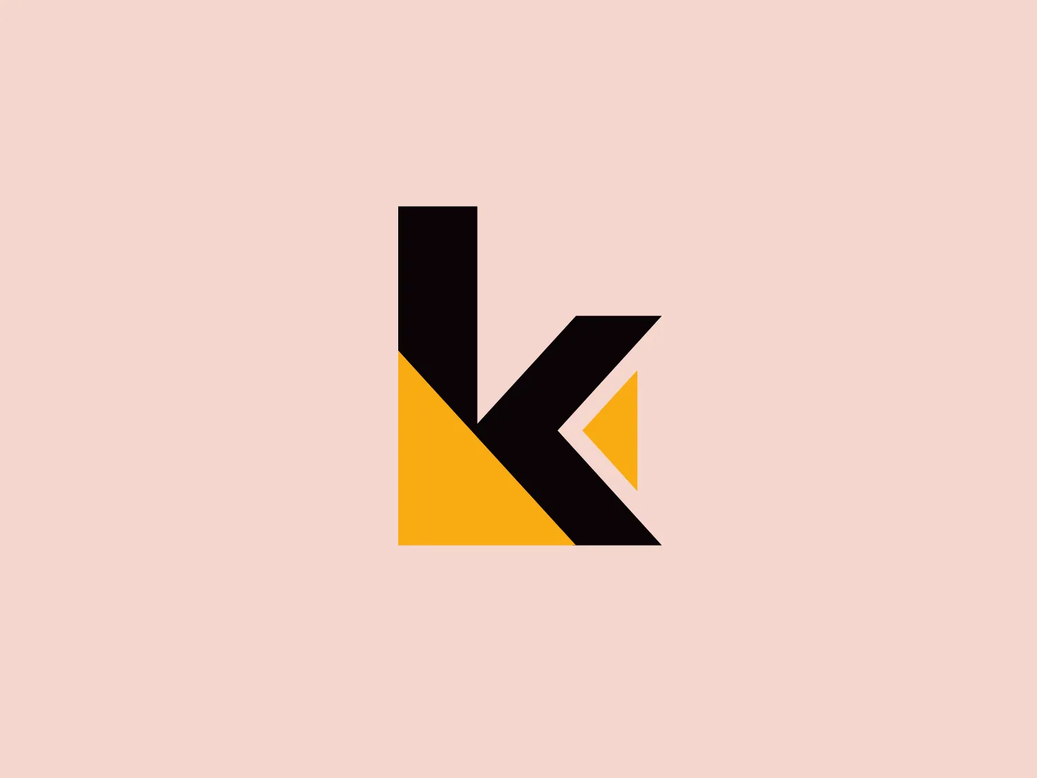 The logo for Kangan Institute is a modern and sharp design featuring a stylized letter "K" composed of geometric shapes. The main element is a bold black right-angle triangle, overlaid with a smaller mustard yellow triangle. Together, these shapes create a dynamic, layered effect, with a thin black triangle pointing inward from the right to complete the "K" structure and add dimensional complexity. The high contrast colors of black and mustard yellow give the logo a strong visual impact. A light, neutral background would complement this bold design.