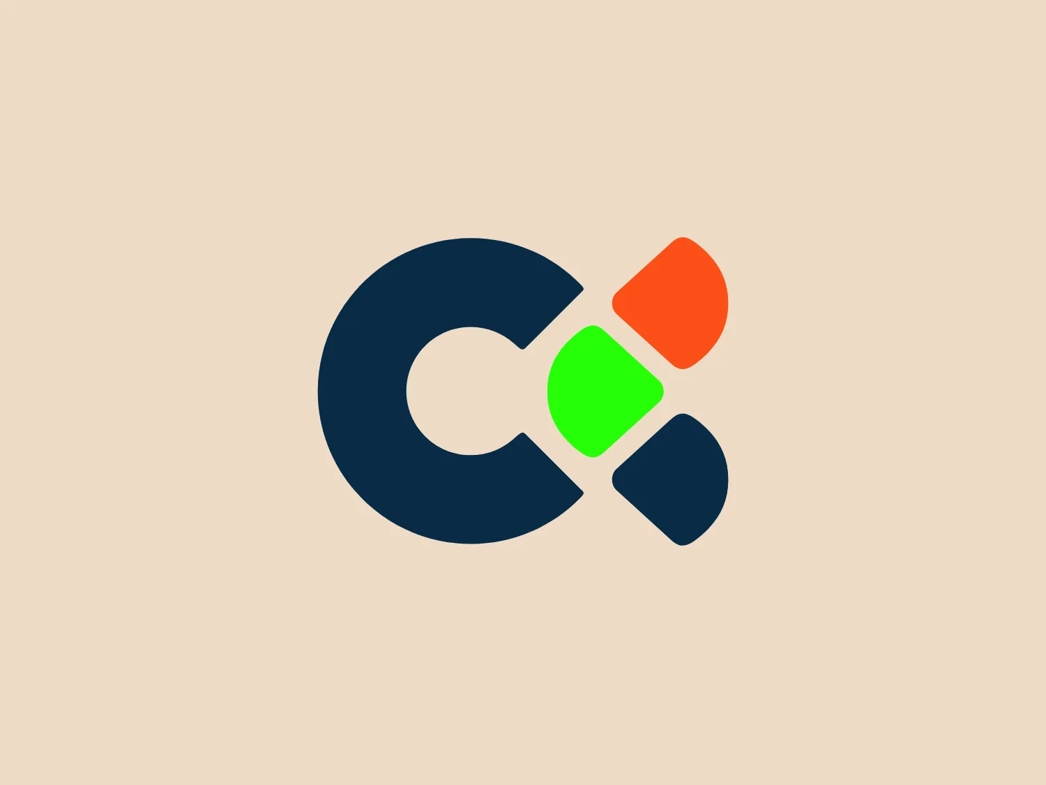 The Radio Televisión Canaria logo features a modern, abstract design with a dark blue half-circle cradling a set of three overlapping shapes in bright colors: green, orange, and a darker shade of blue. The design has a dynamic and tech-savvy feel, with the overlapping shapes suggesting connectivity or integration. The choice of colors gives the logo a bold and energetic appearance while maintaining a professional look.