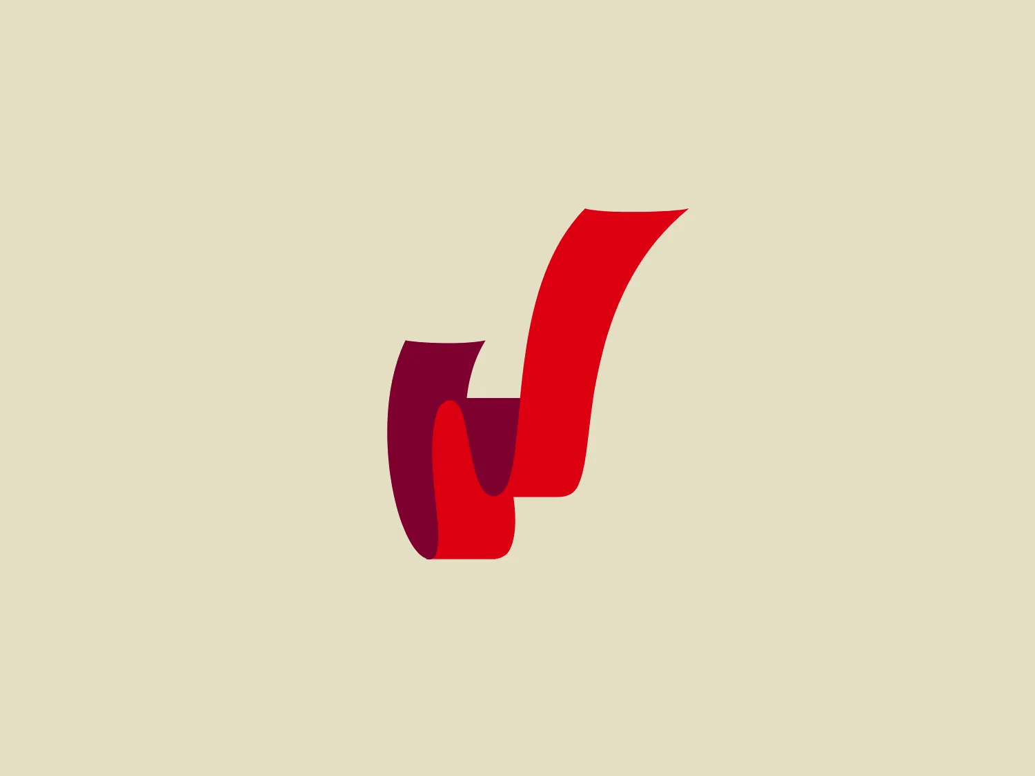 The image displays a stylized logo that consists of a single, abstract shape resembling a lowercase 'n' with a gentle curve at the top extending into a prominent tail on the right side. The design features two colors: a bright red that transitions smoothly into a deep purple, creating a gradient effect. The overall aesthetic is modern and sleek, with smooth contours and a dynamic sense of movement. The absence of any text or additional elements gives the Watabe Wedding logo a clean and focused impact.