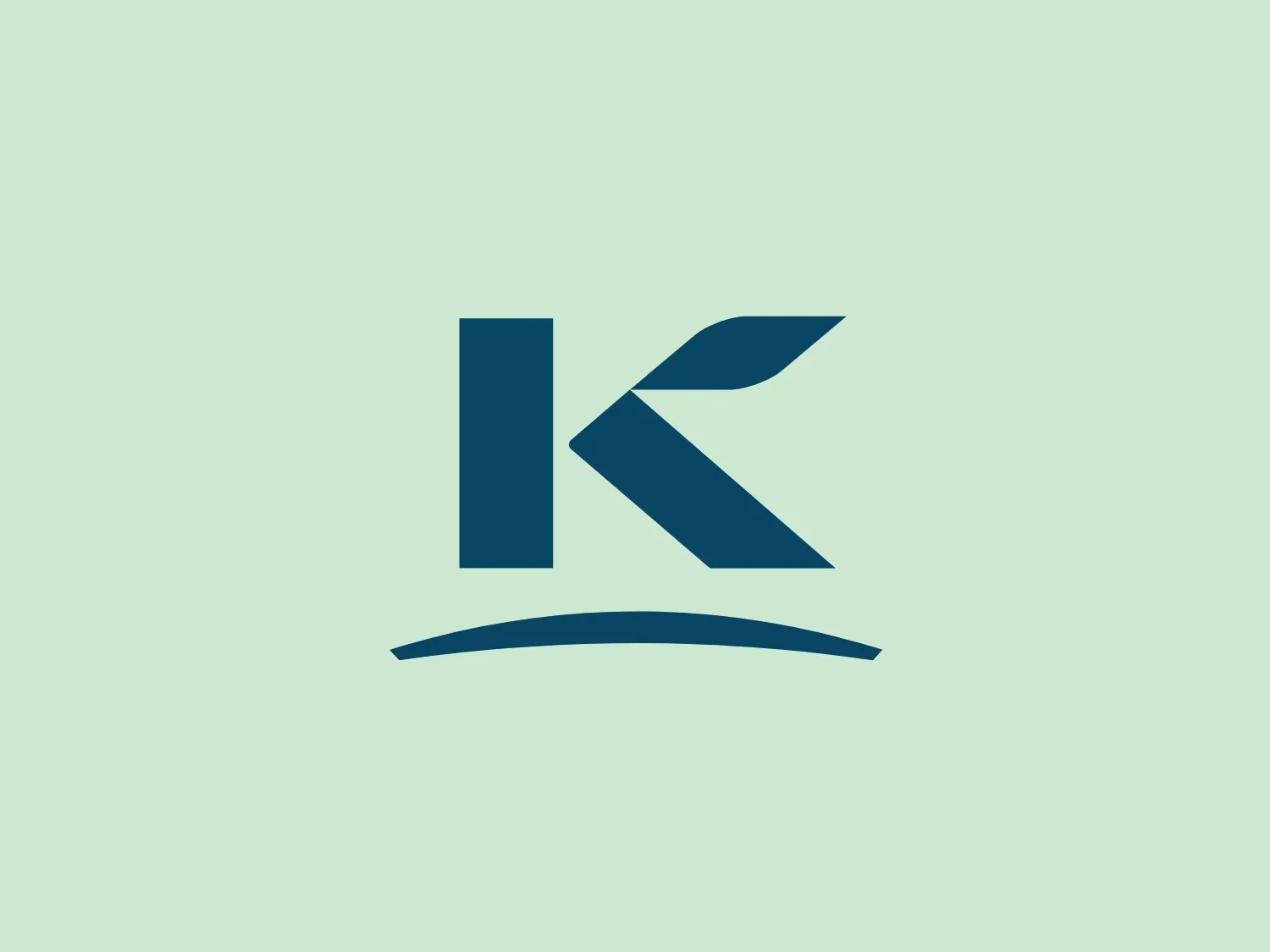 The business name "Kerry" is visually represented by a stylized letter "K" with a modern, dynamic look. The logo features a deep teal color, projecting a professional and clean appearance. The "K" is complemented by a simple, curved line below, evoking a sense of stability and balance and suggesting a brand identity rooted in innovation and efficiency.