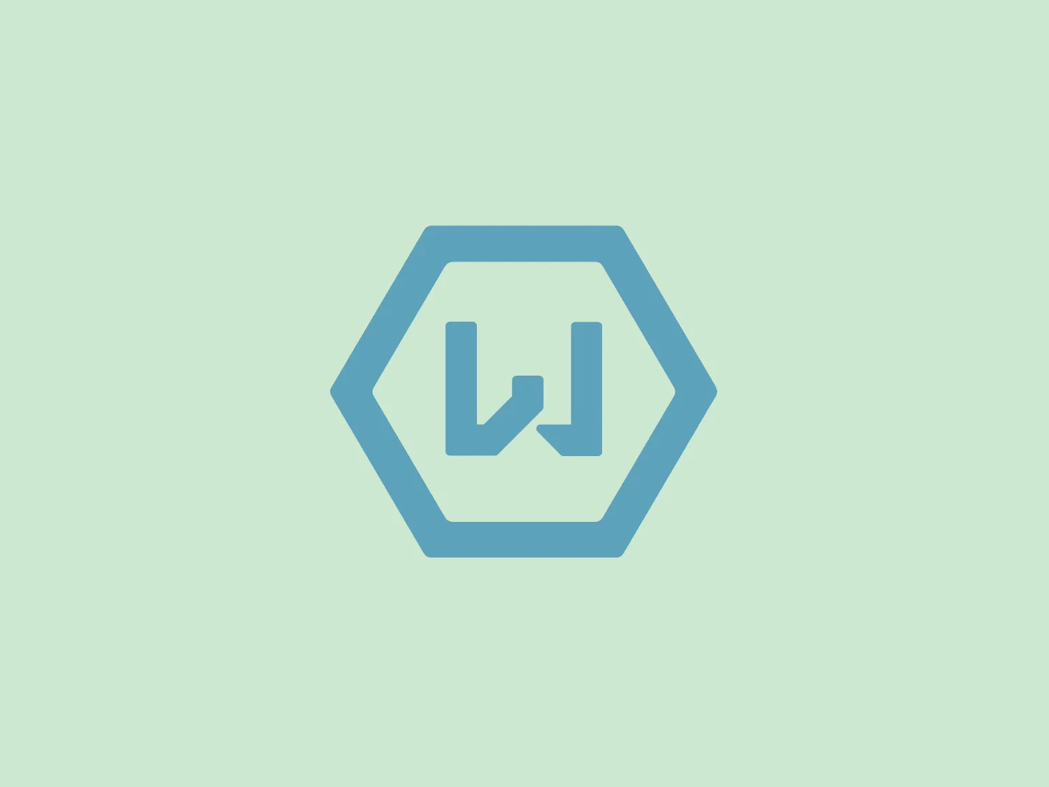 The image depicts a sleek, modern logo consisting of an octagonal shape with softened edges. Inside the octagon, there are stylized letters that appear to form a monogram or an abstract design, depending on interpretation. The color scheme is a monochromatic light blue, giving the Wright Tool logo a clean and professional look. The design is simple yet bold, utilizing geometric shapes and negative space to create an easily recognizable symbol. The overall aesthetic suggests technology, precision, or a corporate identity.
