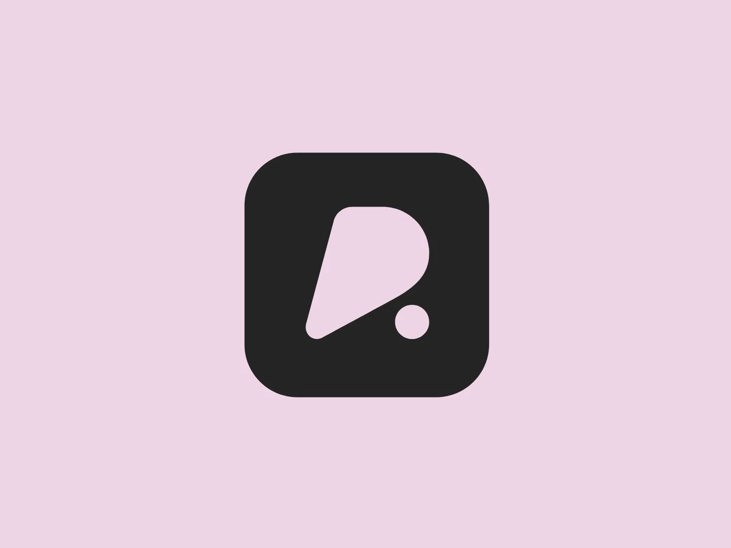 The Reby logo is a bold, stylized exclamation mark centered within a rounded square with slightly curved edges. The exclamation mark is designed with geometric simplicity, its main body composed of a large triangle pointing downwards, complemented by a small, perfect circle underneath, suggesting the dot. The overall look is modern and minimalistic. The logo uses a saturated shade of purple that conveys a sense of creativity and imagination while maintaining a professional tone.