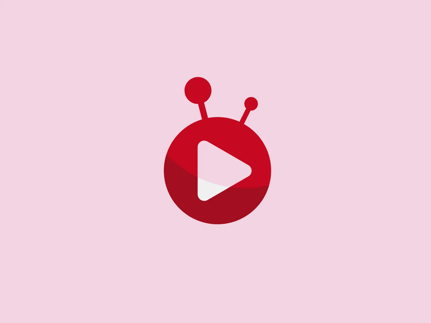 The Bongo BD logo showcases a sleek modern design, blending a play button and antennae to convey a media or broadcasting concept. Featuring a bold red circular shape with a white triangular play symbol, the logo signifies unity, global reach, and forward motion. Topping the circle are simplified red antennae, alluding to communication and vintage television iconography. With its clean, flat design free of gradients or shadows, the logo maintains a contemporary and digital-friendly look.