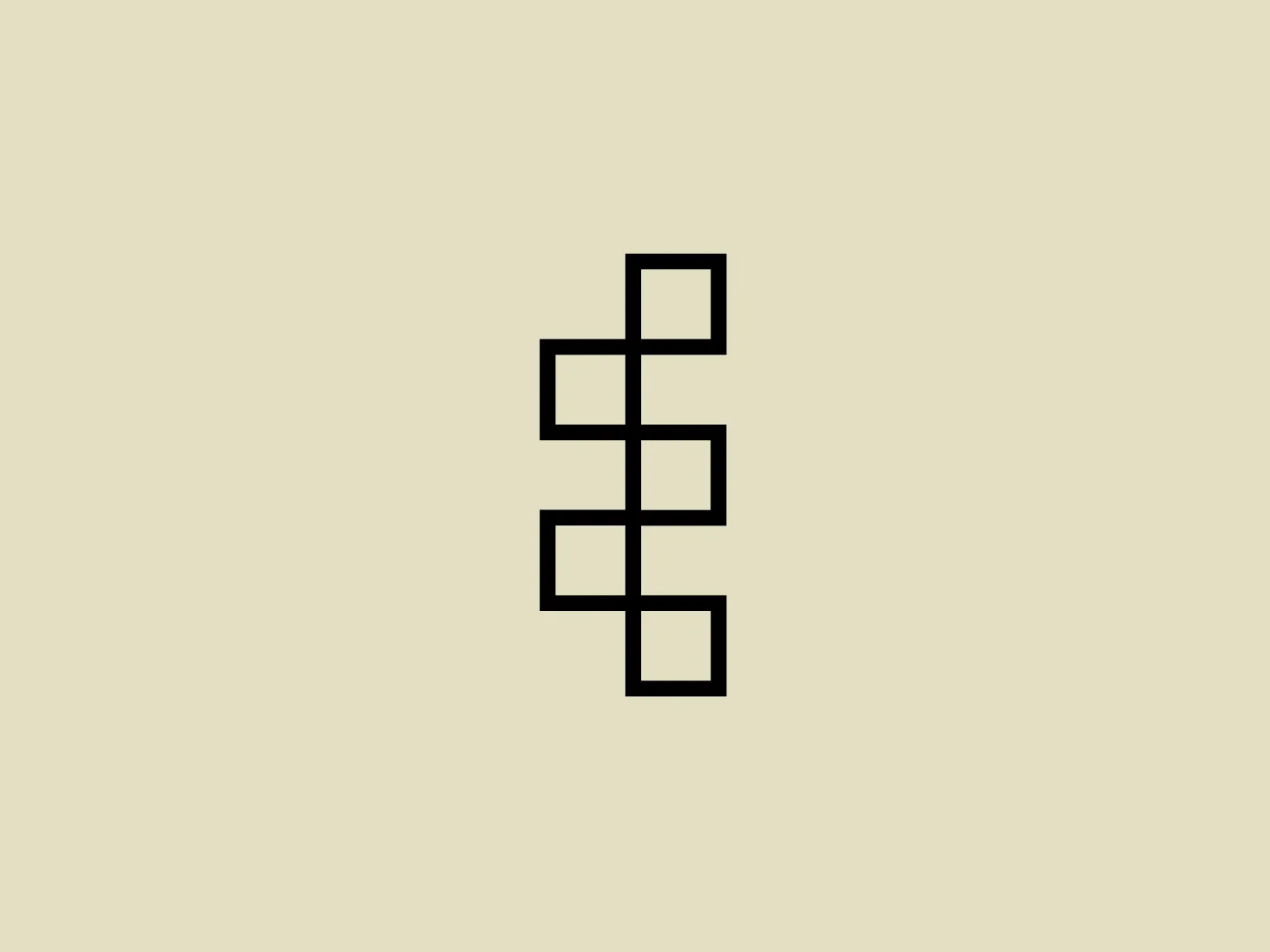 The logo for Encodia is a stylized geometric design resembling a vertical chain of six squares, aligned in a zigzag pattern. Each identical square is connected by lines at their corners, creating a sense of interconnectivity and uniformity. The logo is monochromatic with a stark black color, exhibiting a minimalist and modern aesthetic. The crisp edges and clean lines of the shapes convey precision and a contemporary feel, while its symmetry and balanced composition offer a visually pleasing and professional appearance.