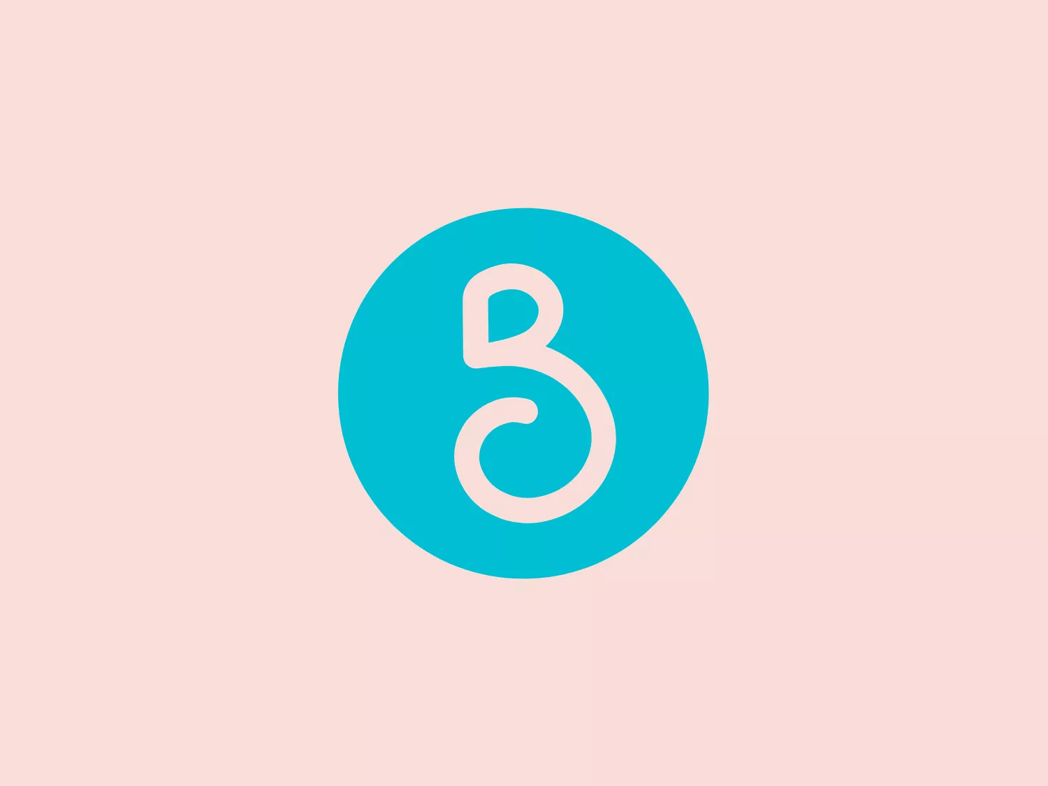 The Brighton Chamber logo features a stylized letter "B" in white, with a design that integrates a playful, continuous line that swirls inward to create both the uppercase and the dual effect of a lowercase "b" within its form. The "B" sits centrally on a vibrant, turquoise circular background. The aesthetic is modern and minimalistic, clearly focusing on creative typography. The logo conveys freshness and dynamism, suitable for a brand looking to appear accessible yet innovative.