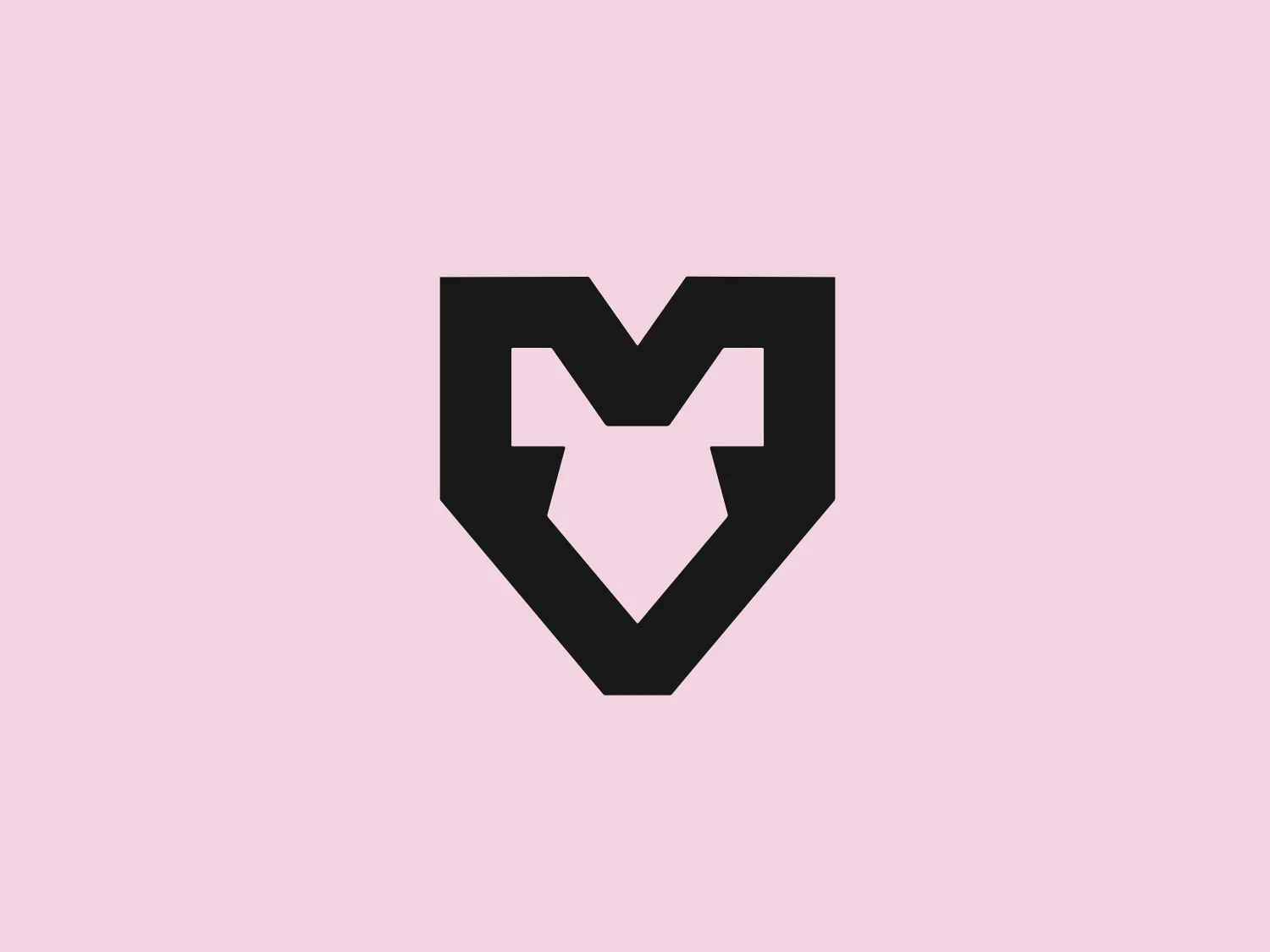The MOUZ logo is an emblematic, minimalistic red shield with a bold white letter 'M' inscribed within it. The 'M' is stylized with angular lines and lacks any curves, contributing to a modern and powerful aesthetic. The shield shape gives a sense of protection or authority. The color contrast between the vibrant red and the pure white is stark, making the 'M' prominent and immediately eye-catching. The design is clean, with no gradients or additional embellishments, which underscores its direct and impactful nature.