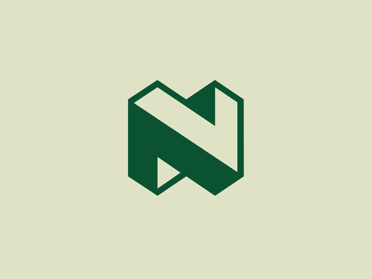 The Nedbank logo features a stylized, abstract design formed by a combination of geometric shapes, creating the impression of a letter or symbol. The use of dark green gives it a professional and sleek appearance. The design is characterized by sharp angles and overlaps that create depth, with negative space playing a critical role in defining its three-dimensional look. The overall aesthetic is modern and clean, suggesting innovation and strength.